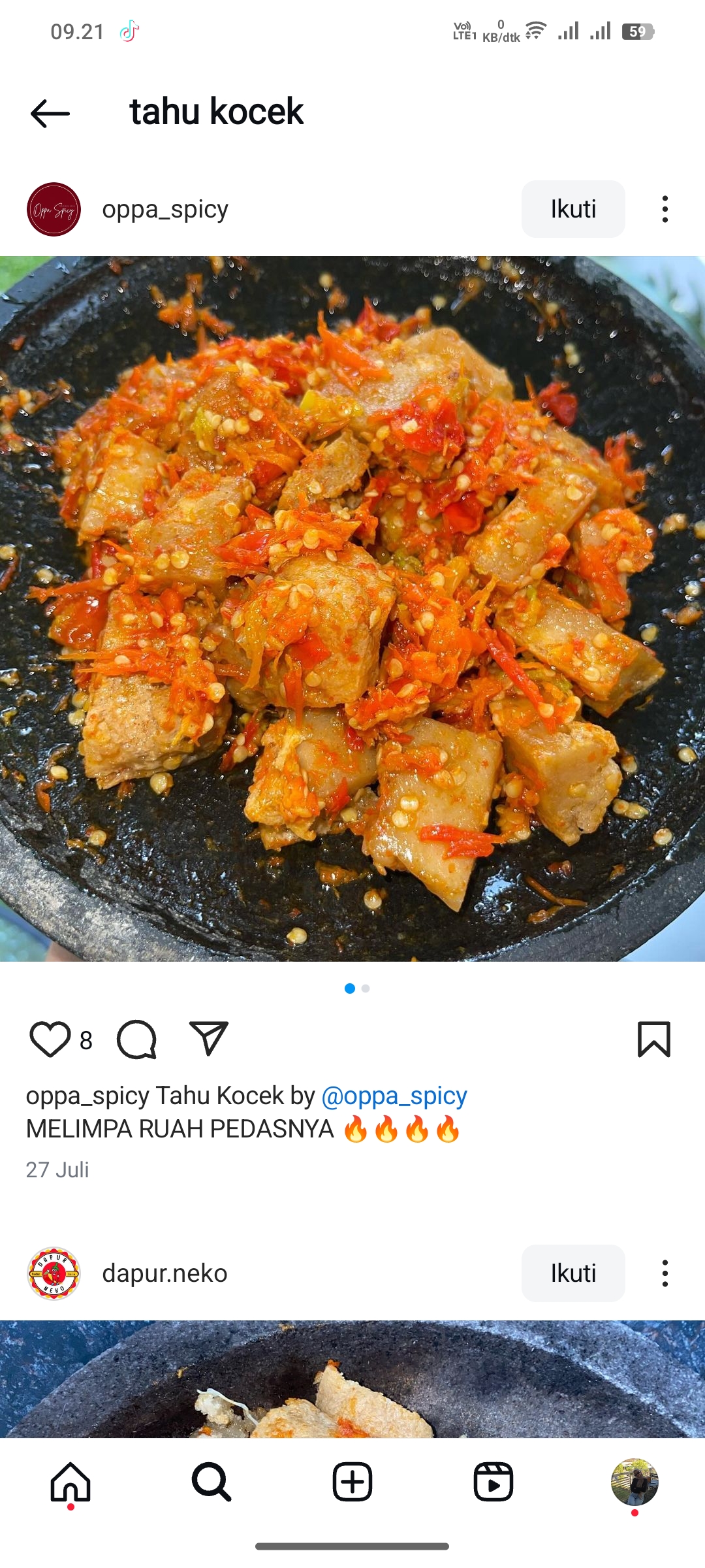 Tahu Kocek Sambel Bawang