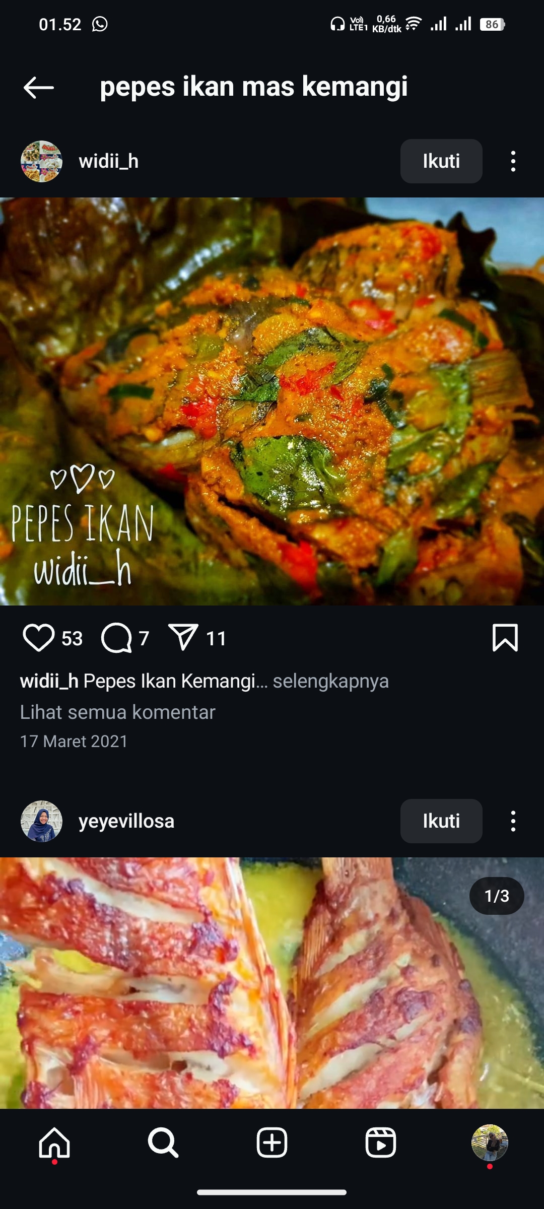 Pepes Ikan Mas Kemangi