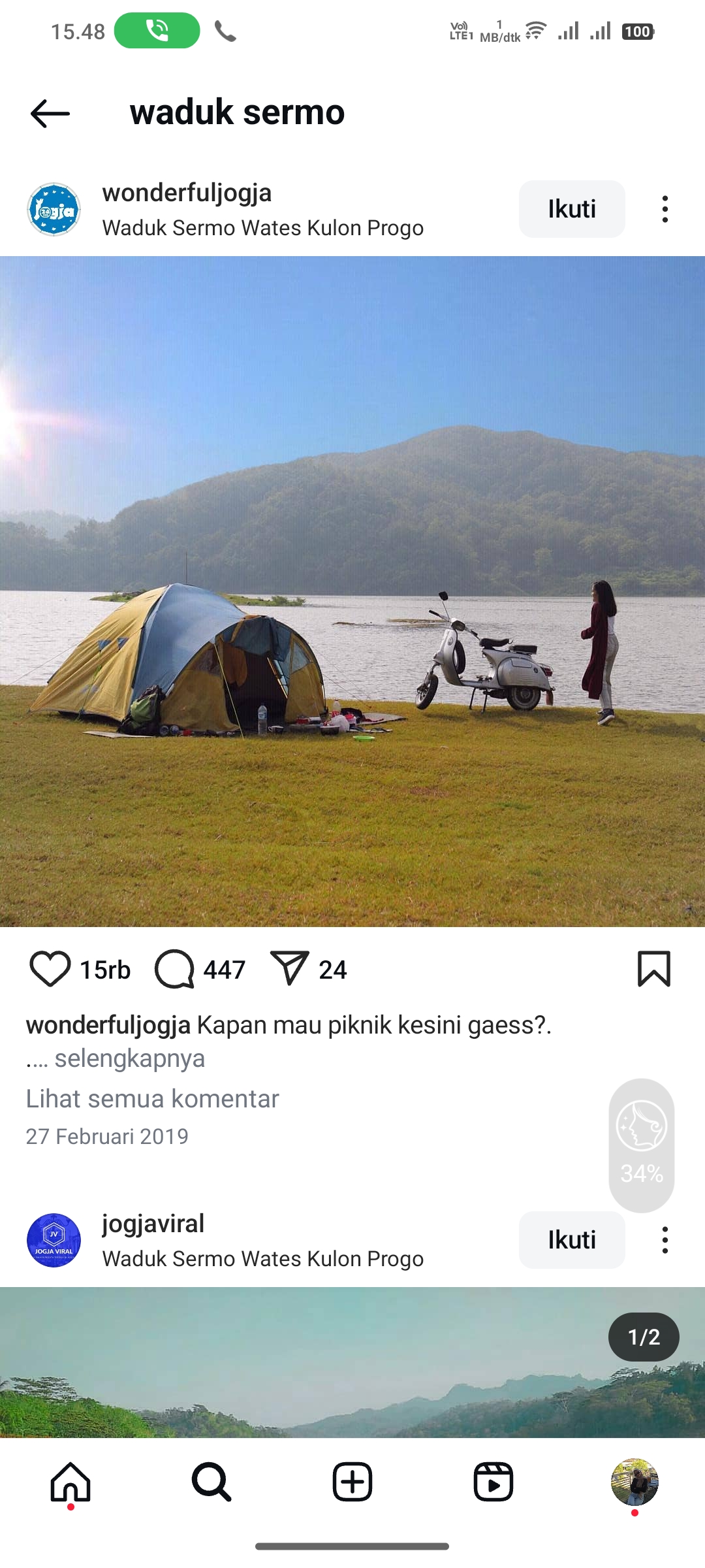 Camping di Waduk Sermo memang yang terbaik