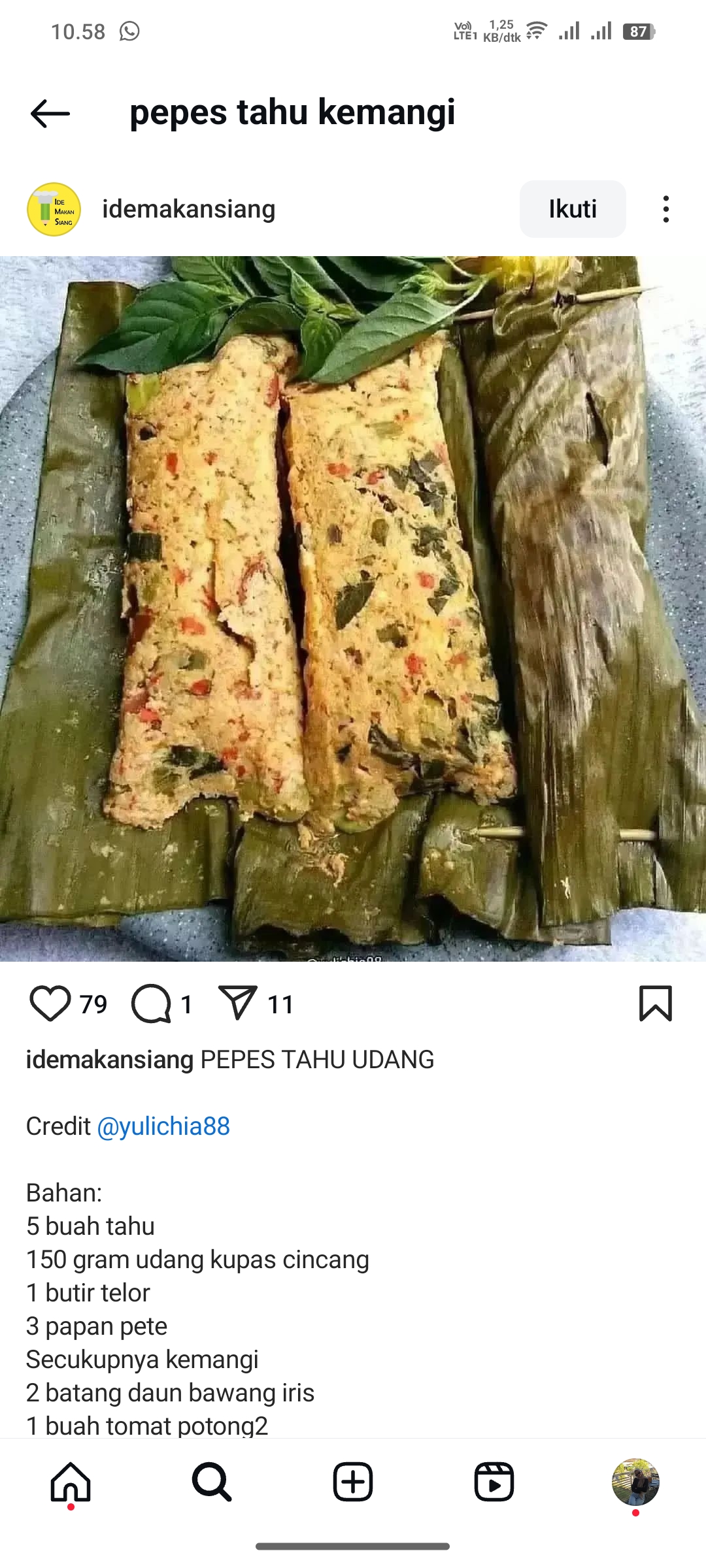 Pepes Tahu Kemangi