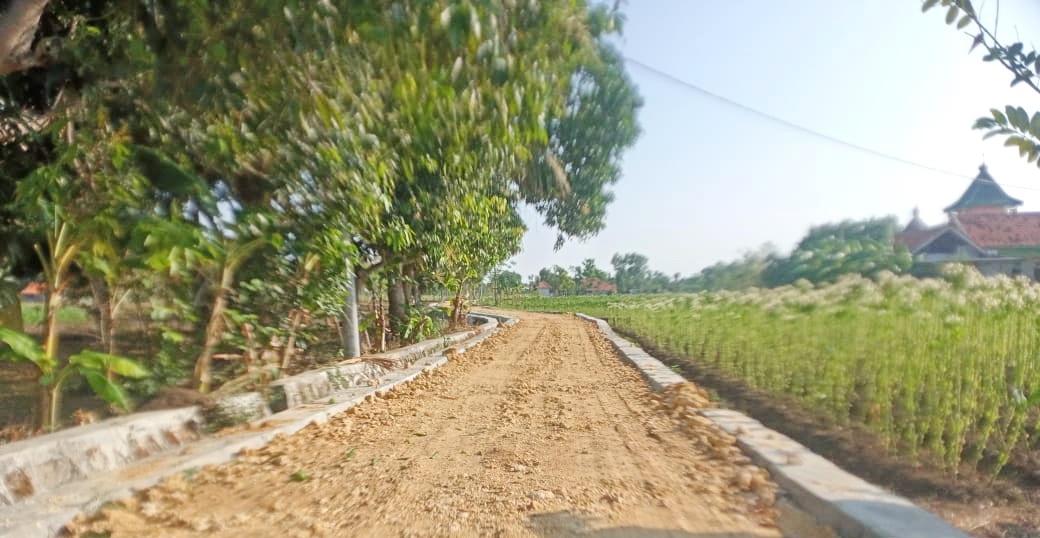PENUNJANG EKONOMI: Pembangunan jalan usaha tani di Dusun Mandala, Desa Sejati. (SYAFIUDDIN UNTUK JPRM)