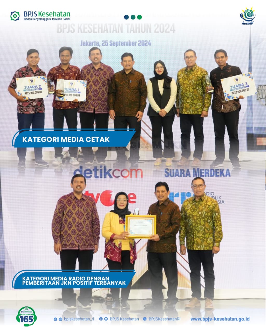 JUARA: Sejumlah wartawan mendapat penghargaan dari BPJS Kesehatan dalam Anugerah Lomba Karya Jurnalistik 2024