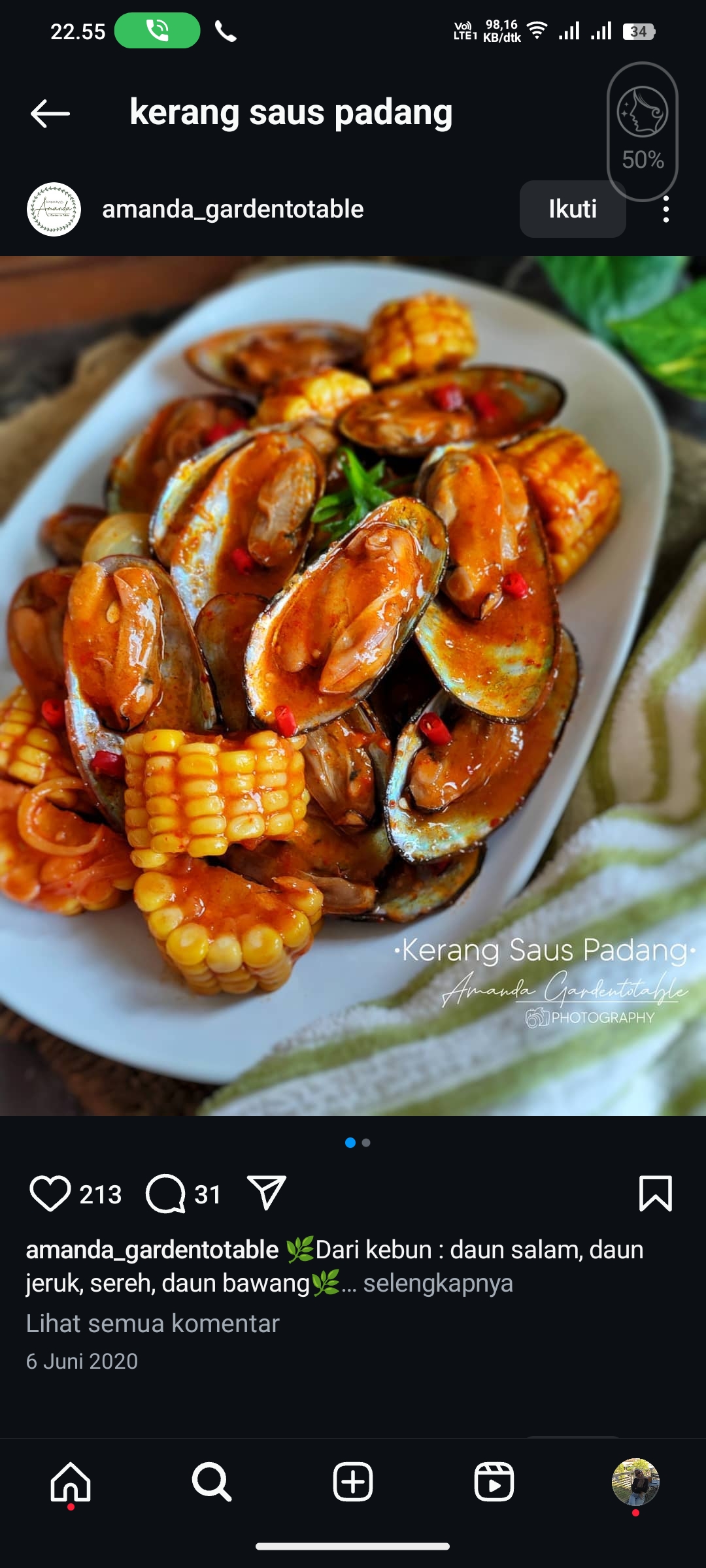 Kerang Hijau Saus Padang
