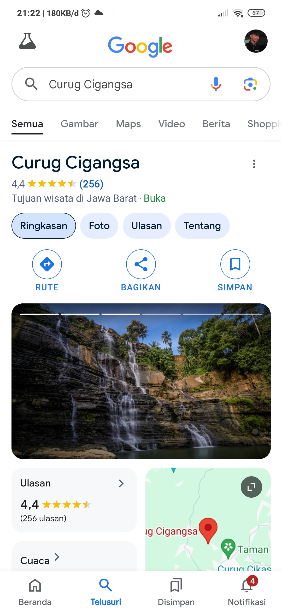 Curug Cigangsa dengan pesona indahnya yang memanjakan mata