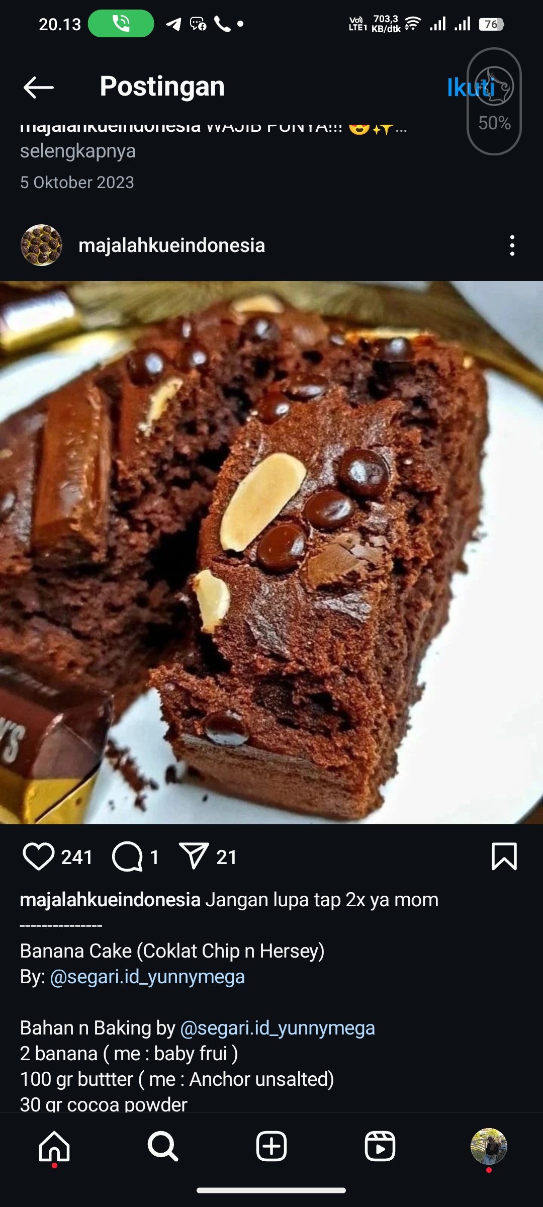 Banana Cake, Coklat Chip and Hersey