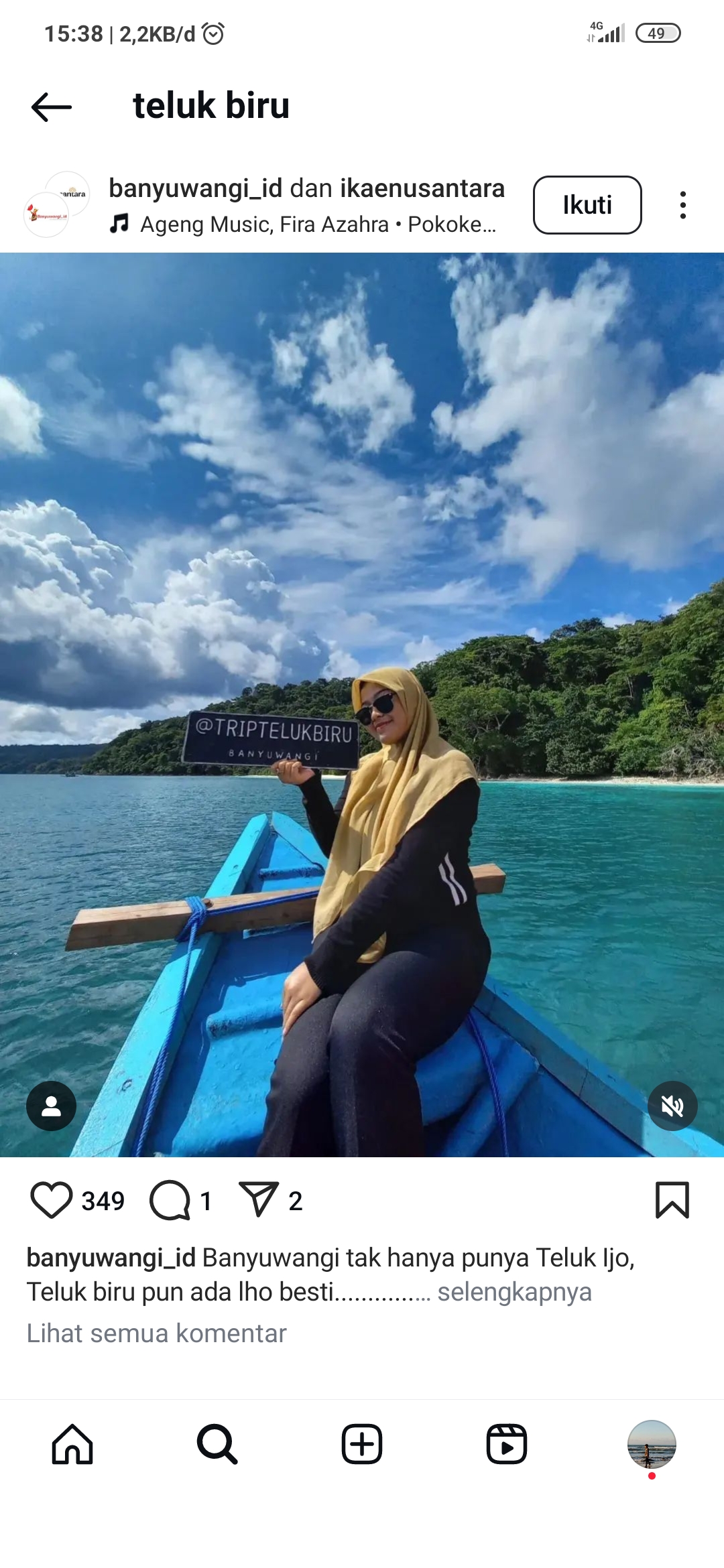 Menikmati keindahan laut di Teluk Biru Banyuwangi