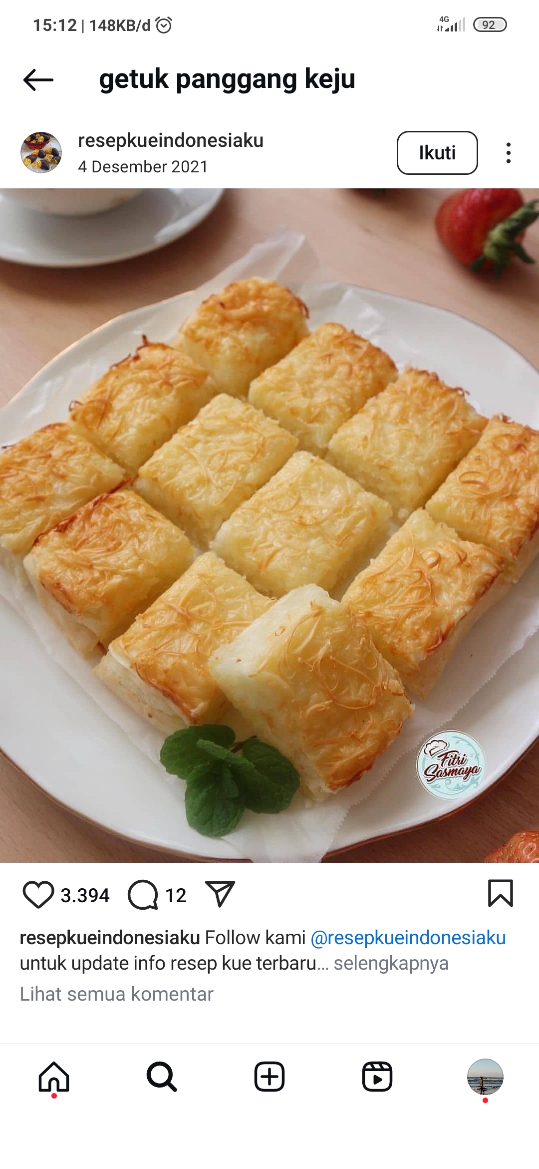 Resep Kue getuk panggang keju