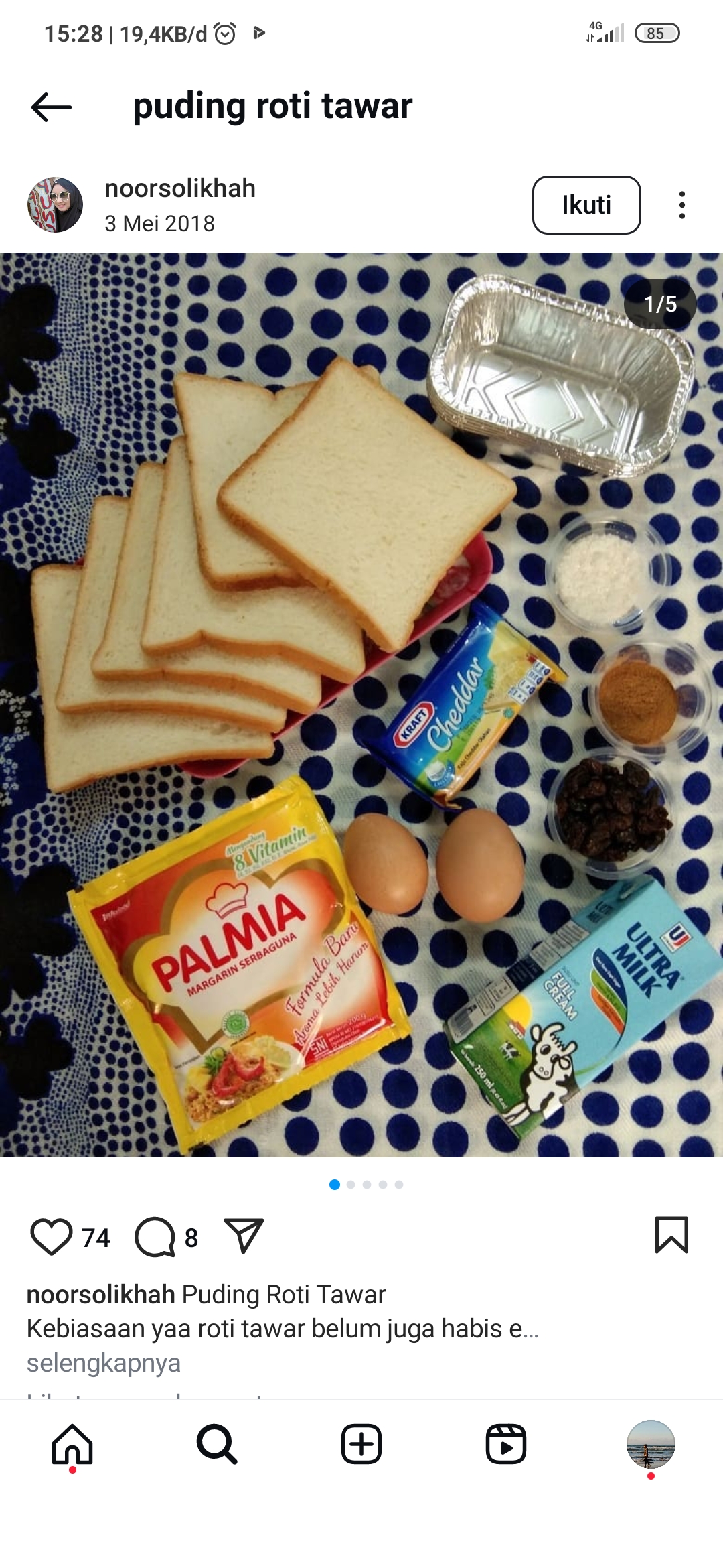 Bahan-bahan untuk membuat Puding Roti Tawar