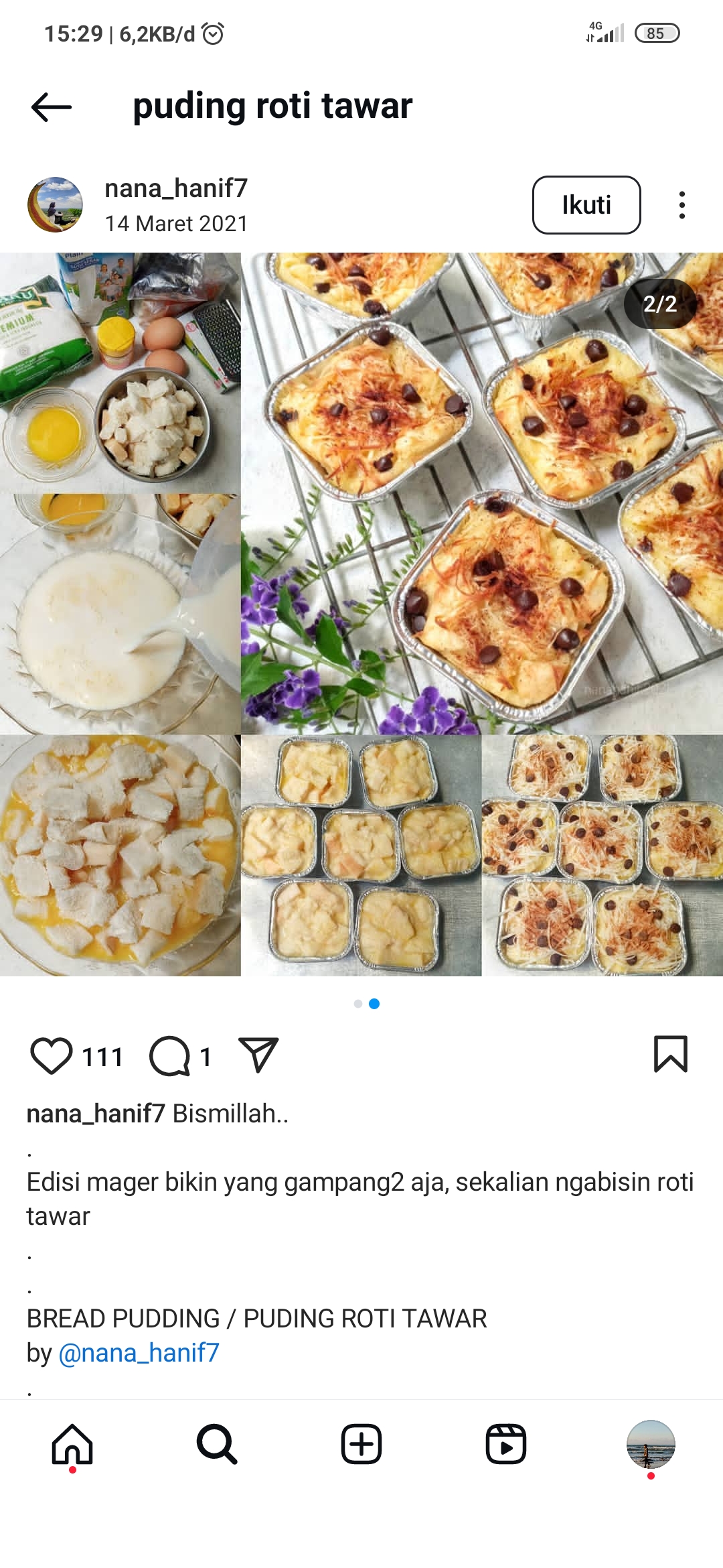 Step by step membuat Puding Roti Tawar