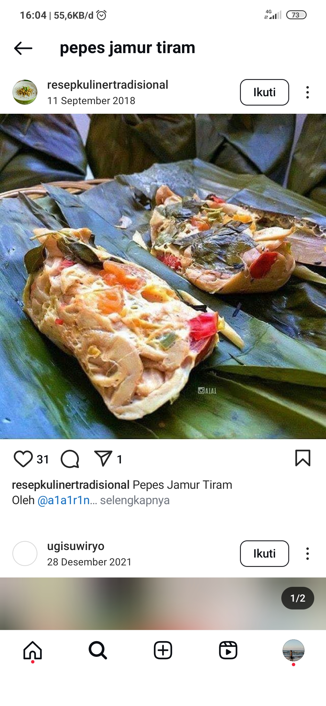 Pepes Jamur Timur memang maknyus