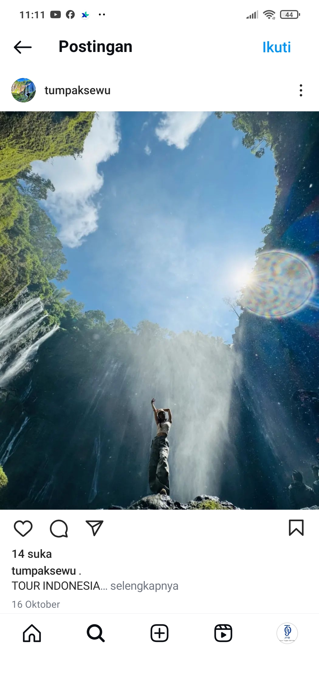 Pemandangan yang sangat menakjubkan di air terjun Tumpak Sewu