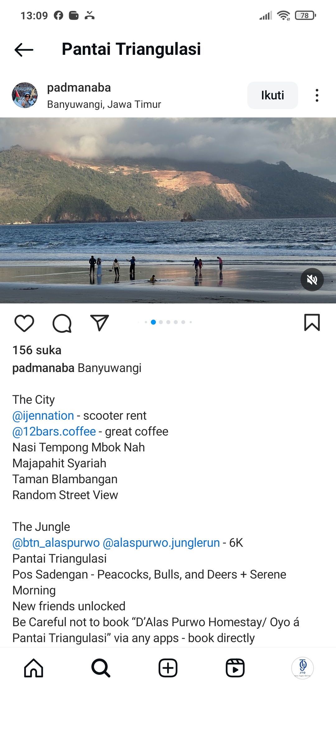 Pantai Triangulasi banyuwangi dekat Alas Purwo