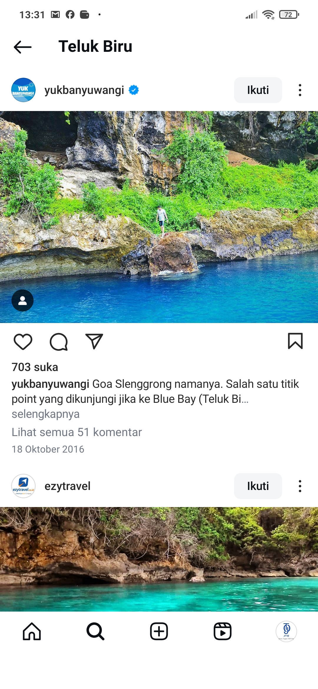Pantai Teluk Biru punya keindahan alam yang memukau