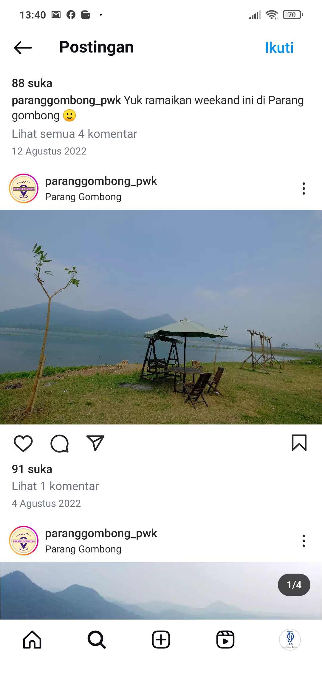 Pemandangan yang memukau di Parang Gombong