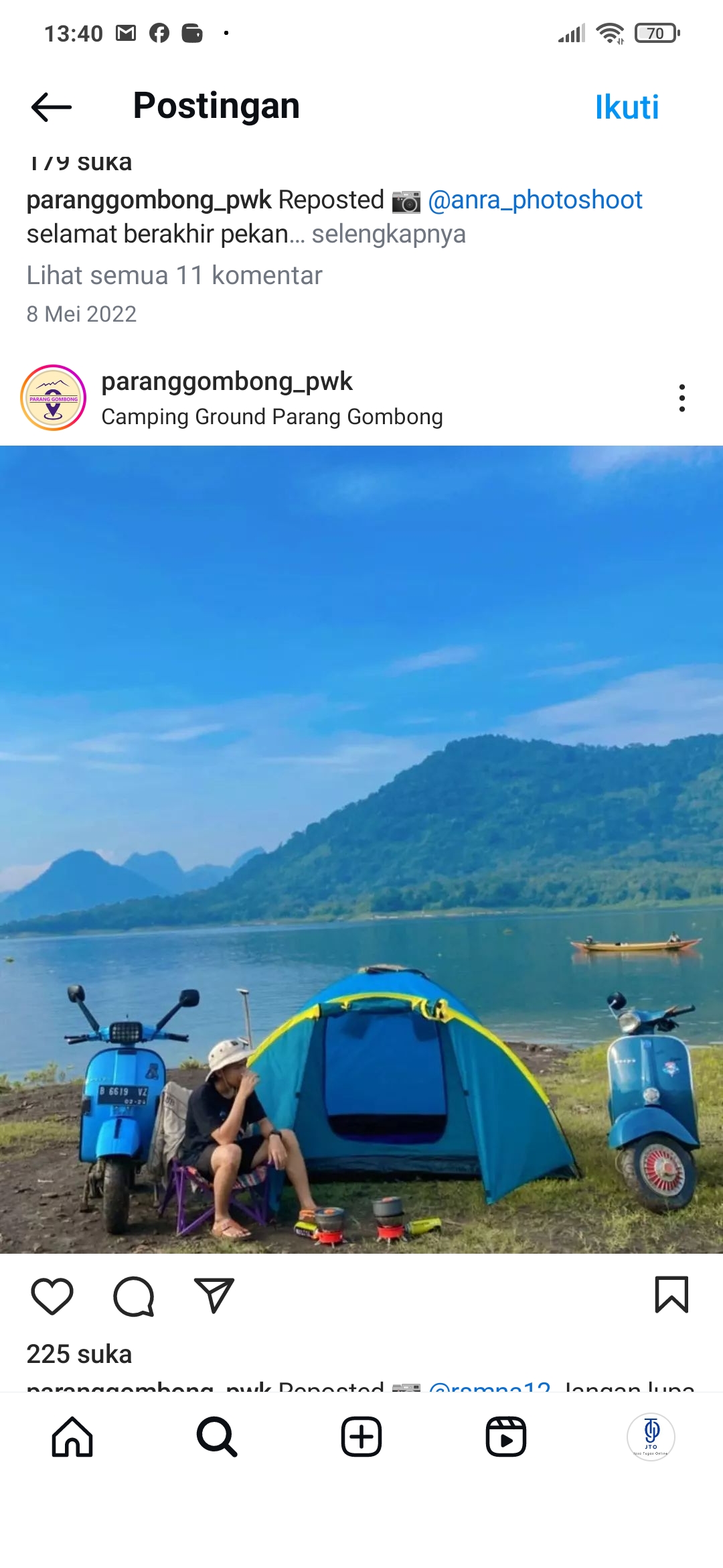 Camping  di Parang Gombong menjadi pilihan utama dengan pemandangan indah