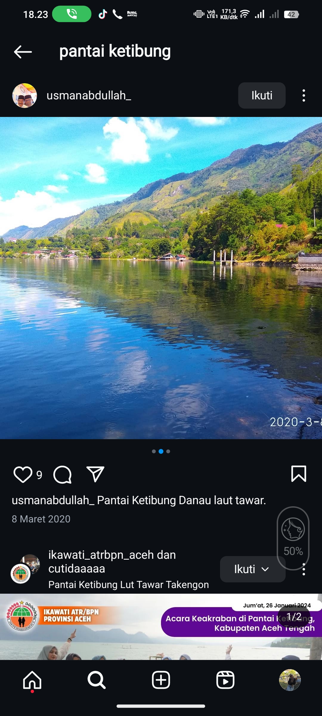 Pantai Ketibung Danau Lut Tawar