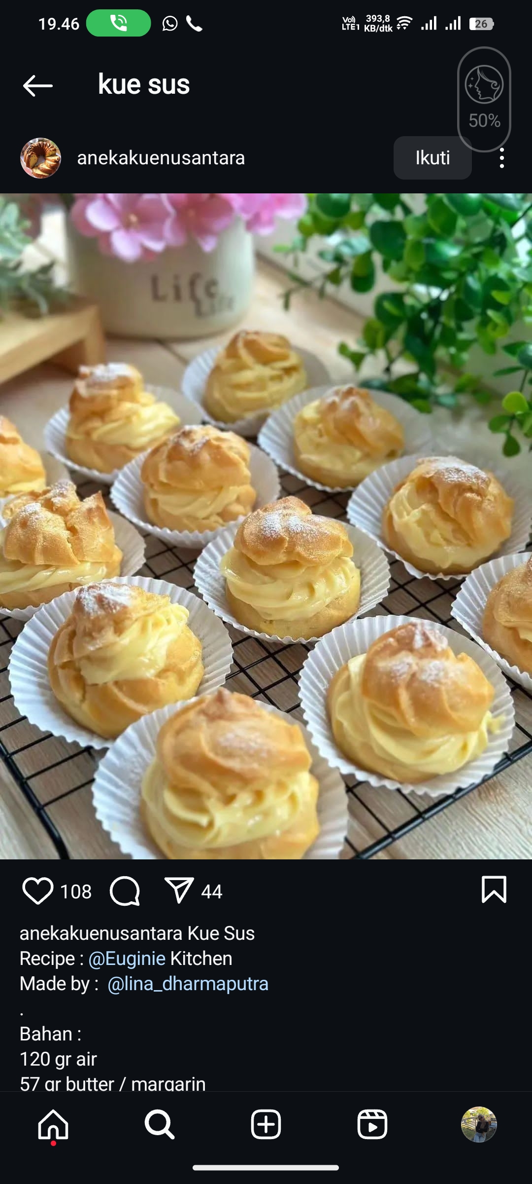 Kue Sus Basah Isi Vla
