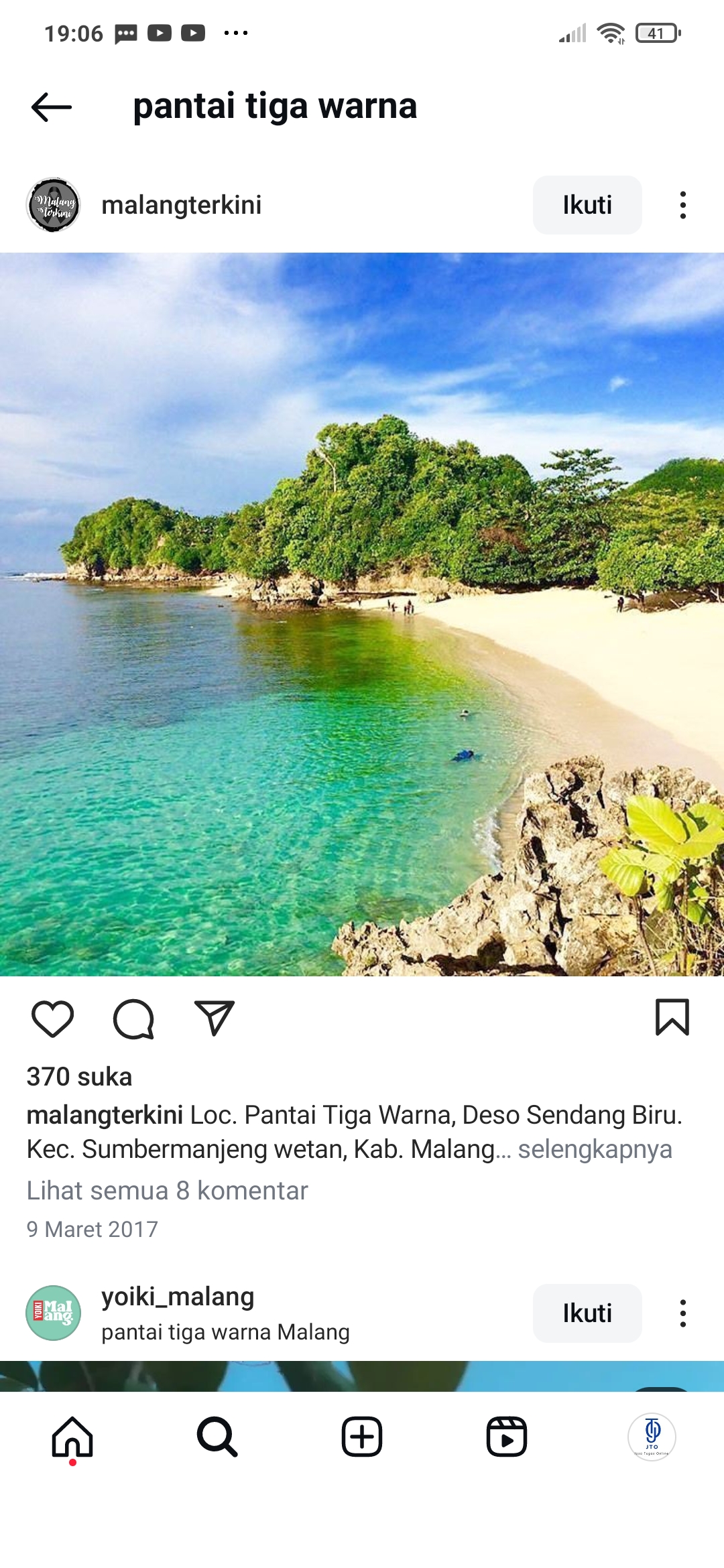 Pantai tiga warna dengan pesonanya