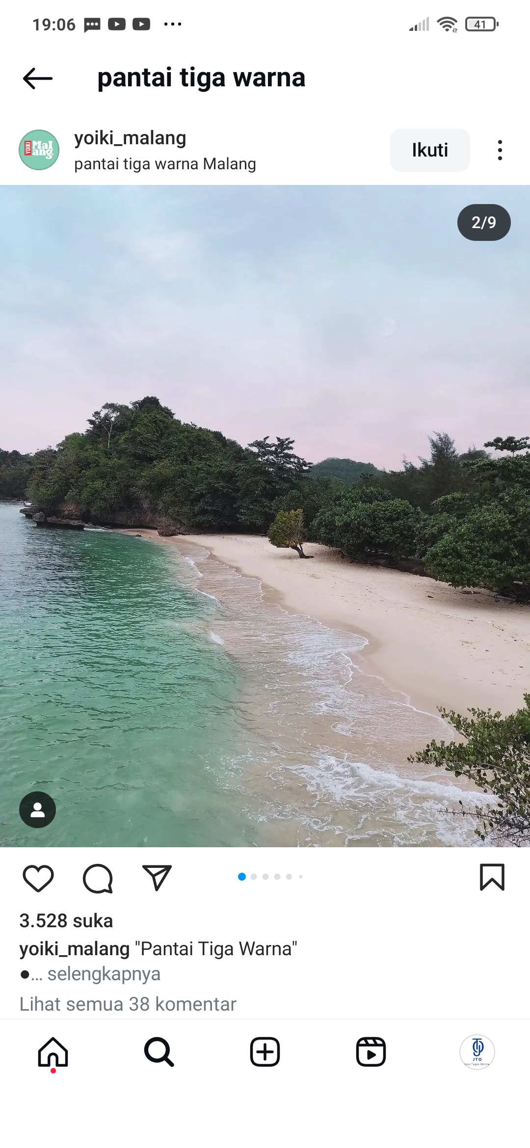 Destinasi wisata pantai tiga warna Malang