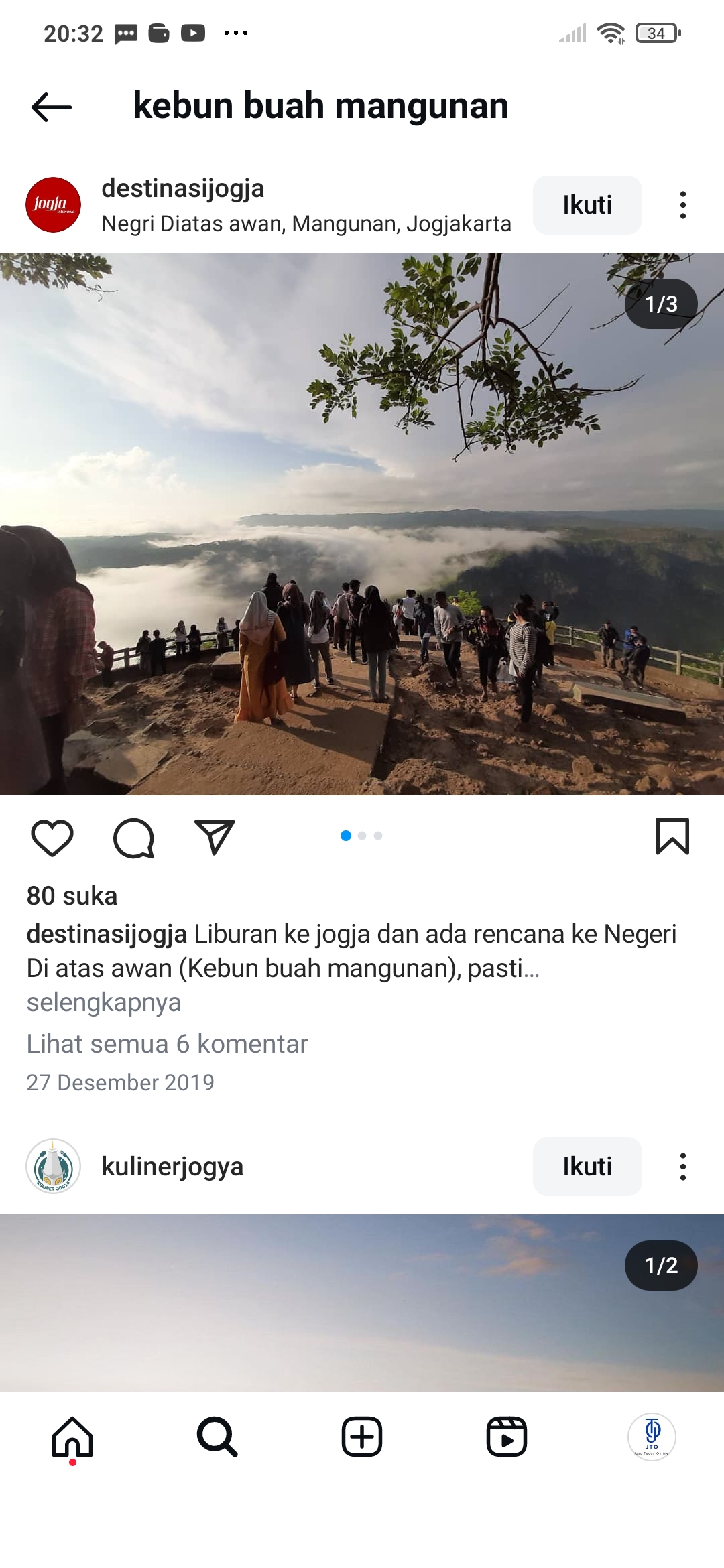 Kebun Buah Mangunan punya nuansa di atas awan