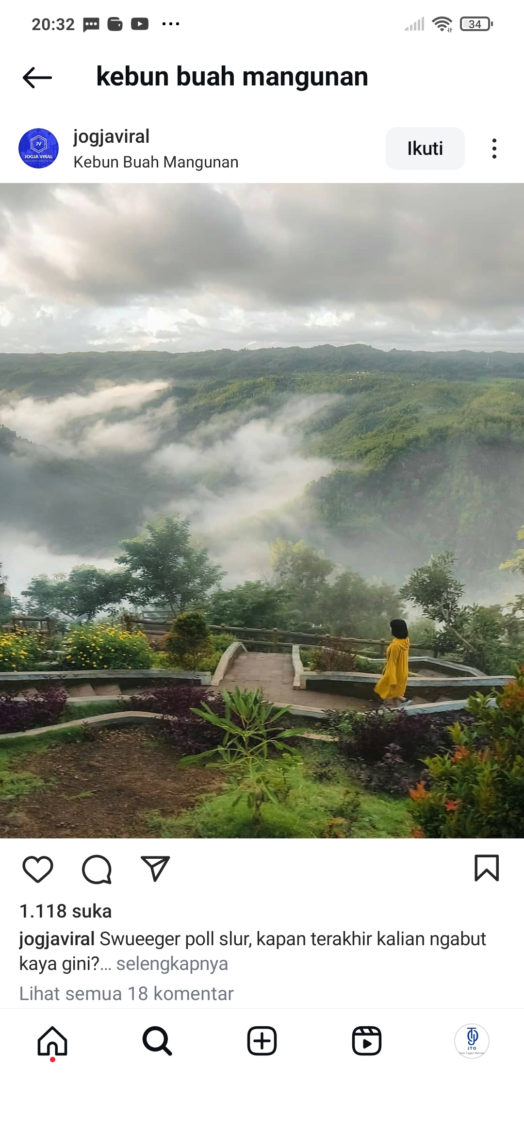 Pemandangan indah di Kebun Buah Mangunan