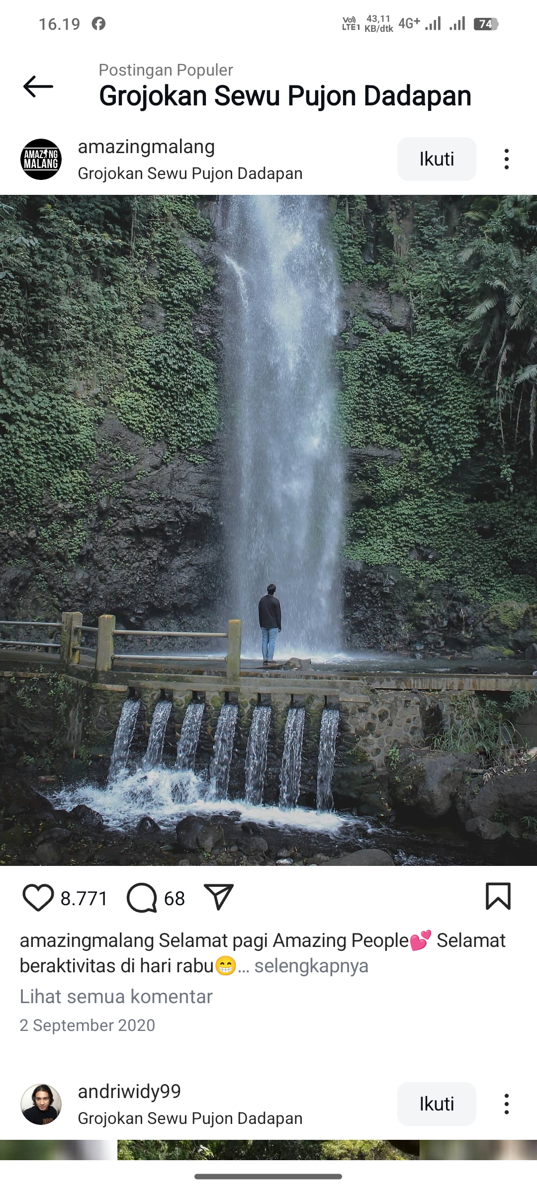 Air Terjun Grojogan Sewu, Pujon Malang