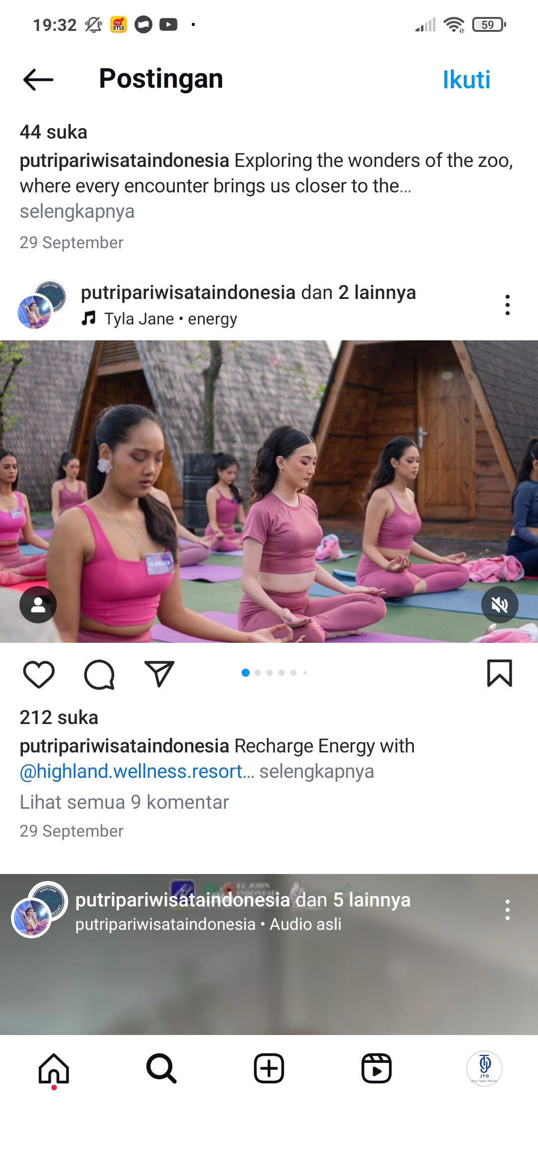 para finalis putri pariwisata indonesia melakukan latihan yoga di The Highland Park Resort Bogor