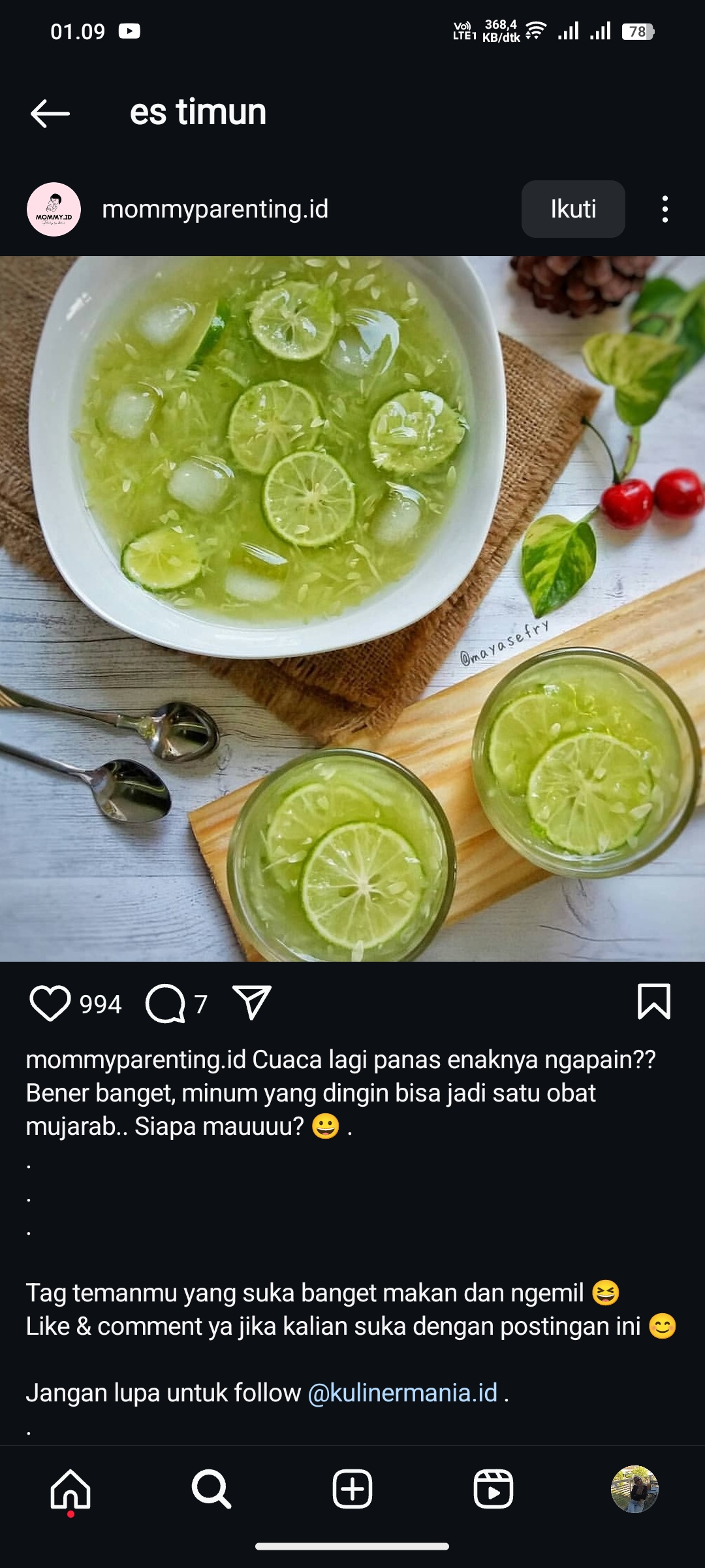 Es Timun Jeruk Nipis