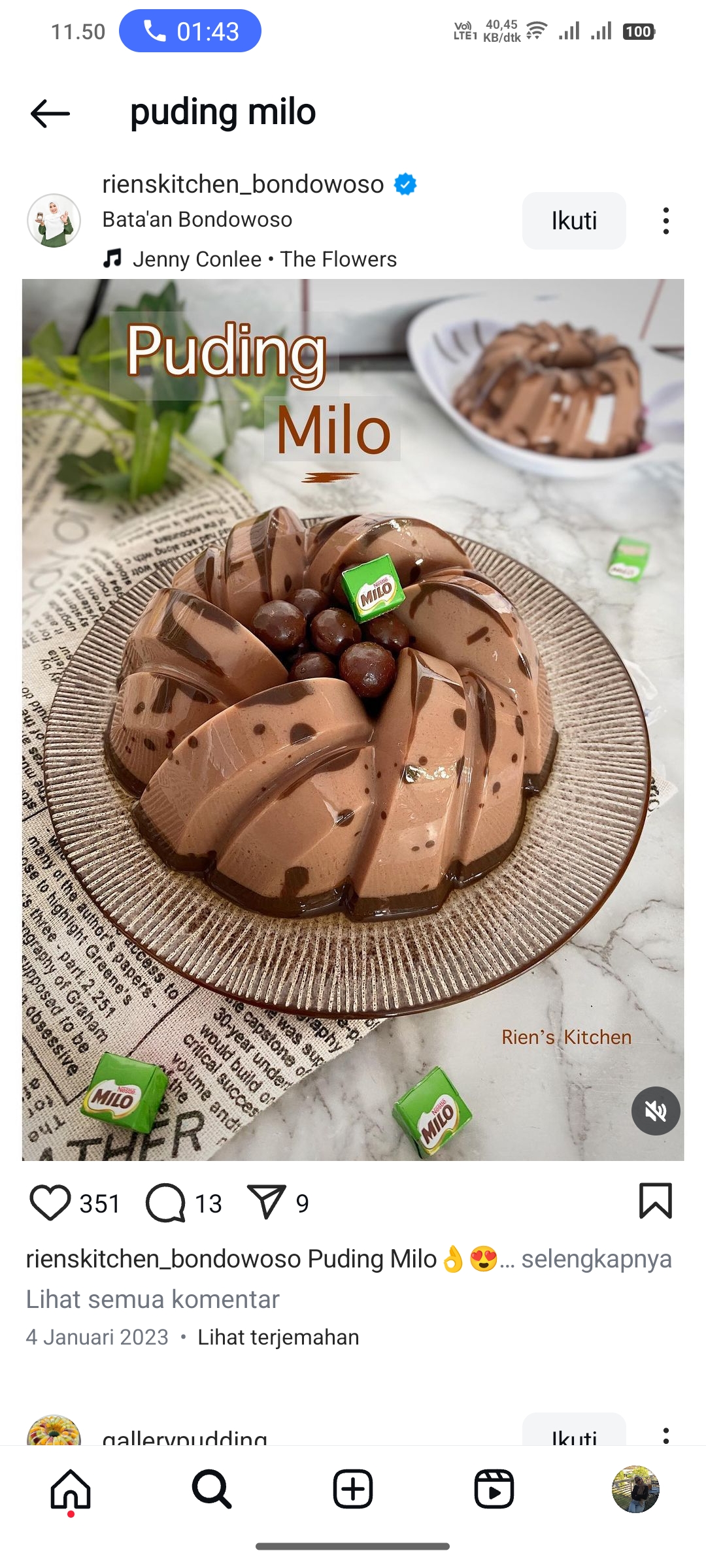 Puding Milo Cincau