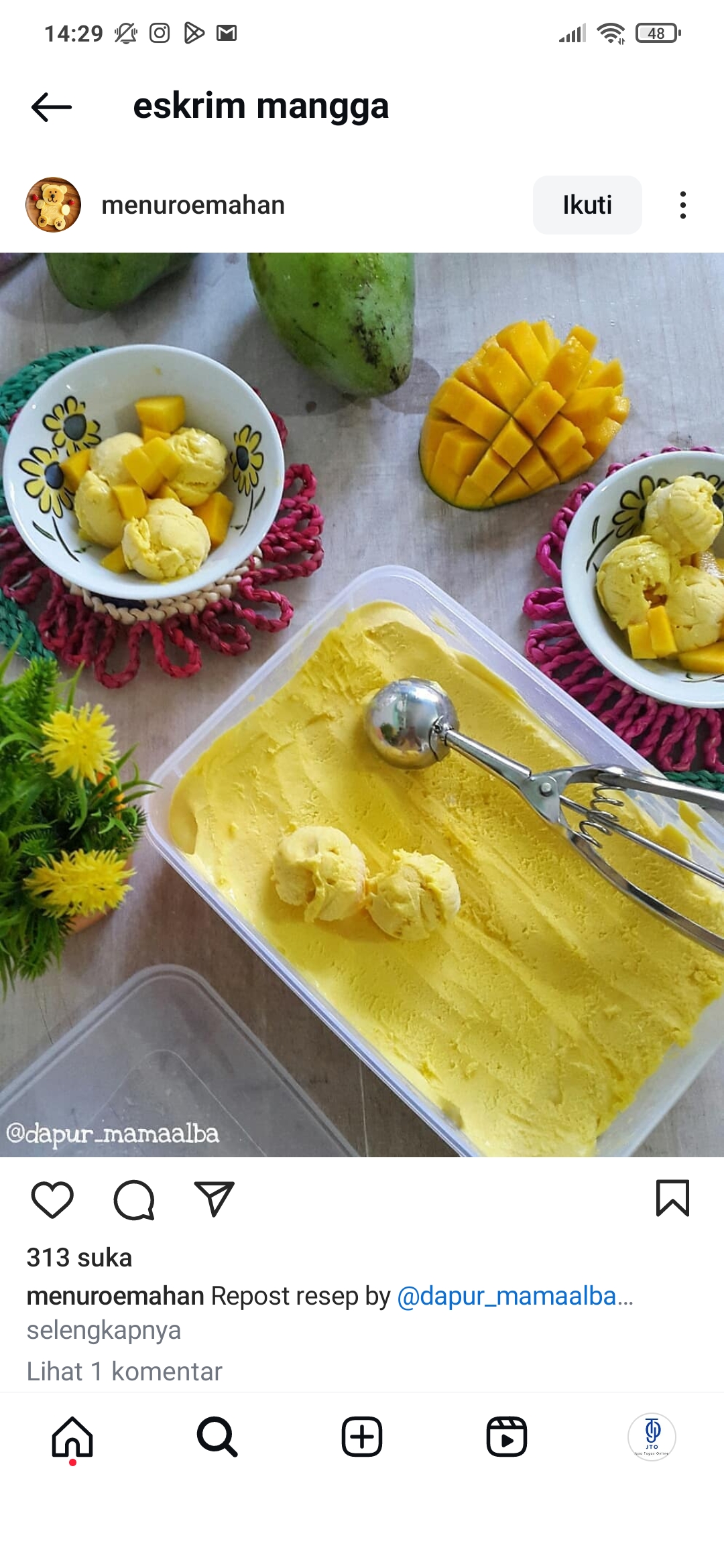 Nikmati es krim mangga buatan sendiri di rumah
