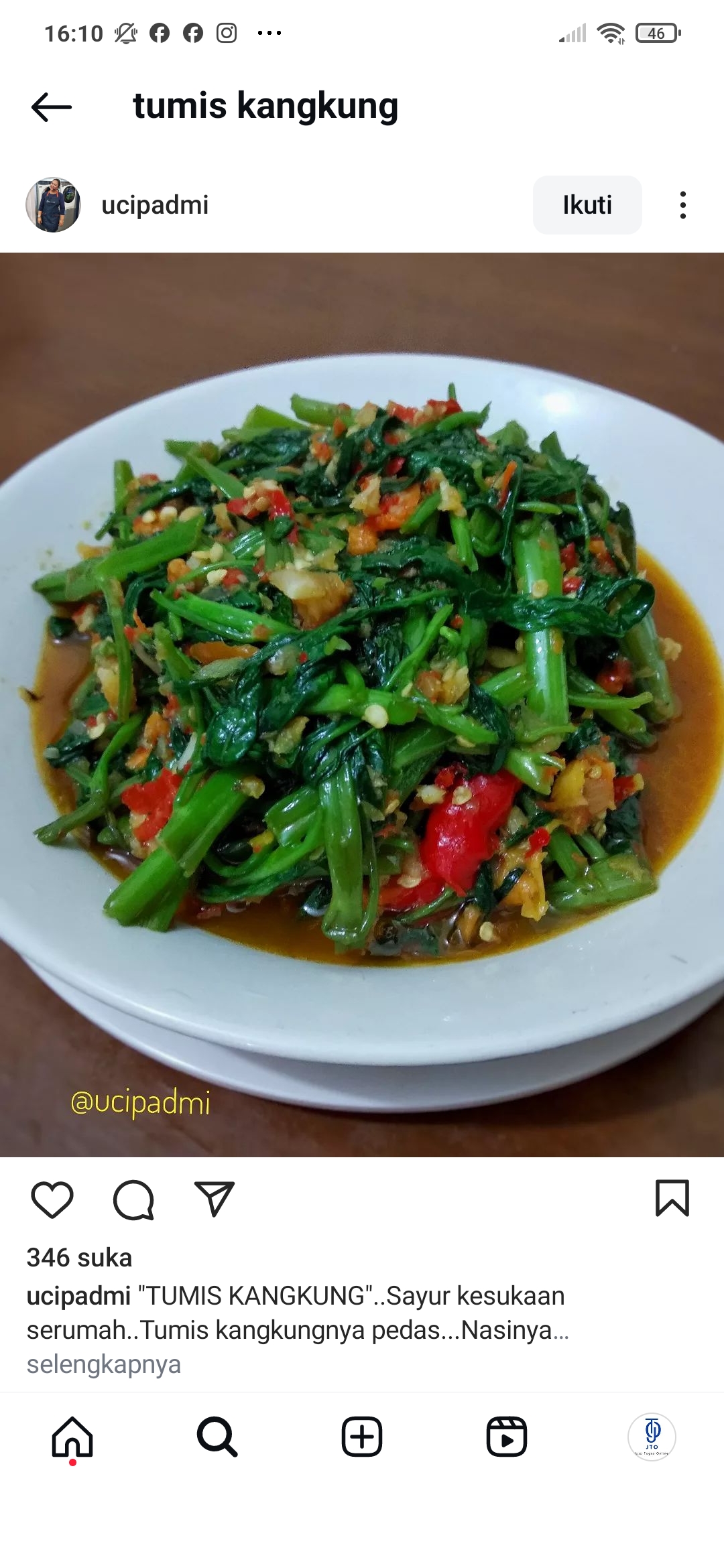 Ini dia resep kangkung yang super enak