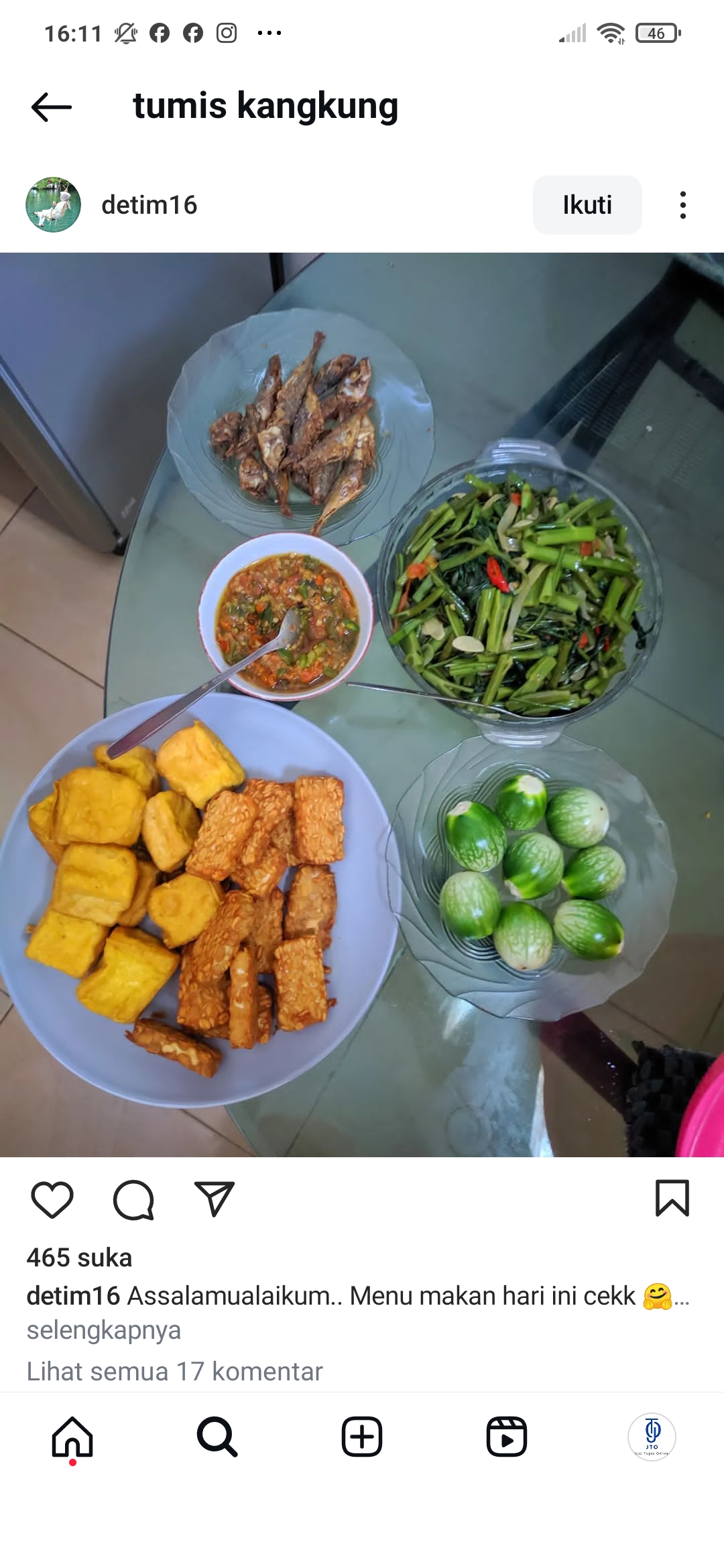Tumis Kangkung bisa menjadi opsi lauk yang super enak