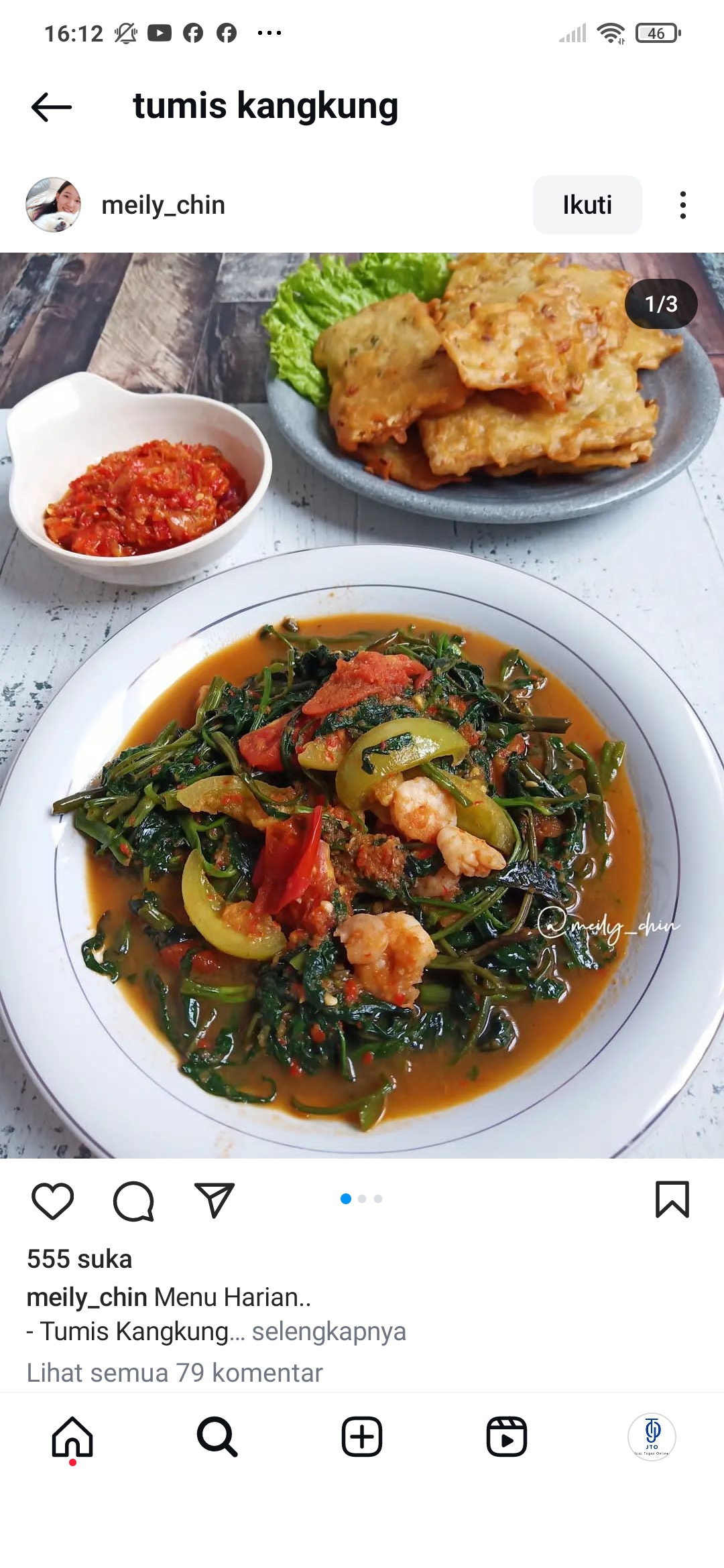 Makan dengan tumis kangkung bisa membuat kamu makin sehat