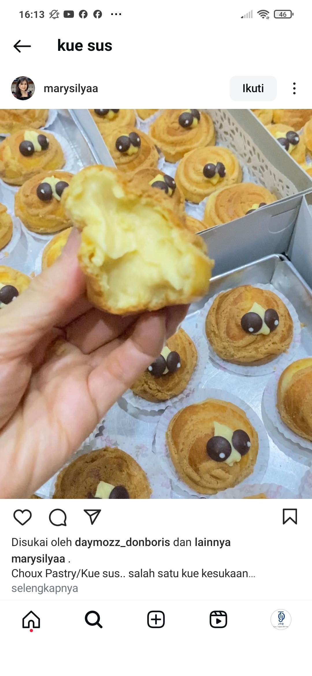 Kue Sus yang terlihat sangat enak