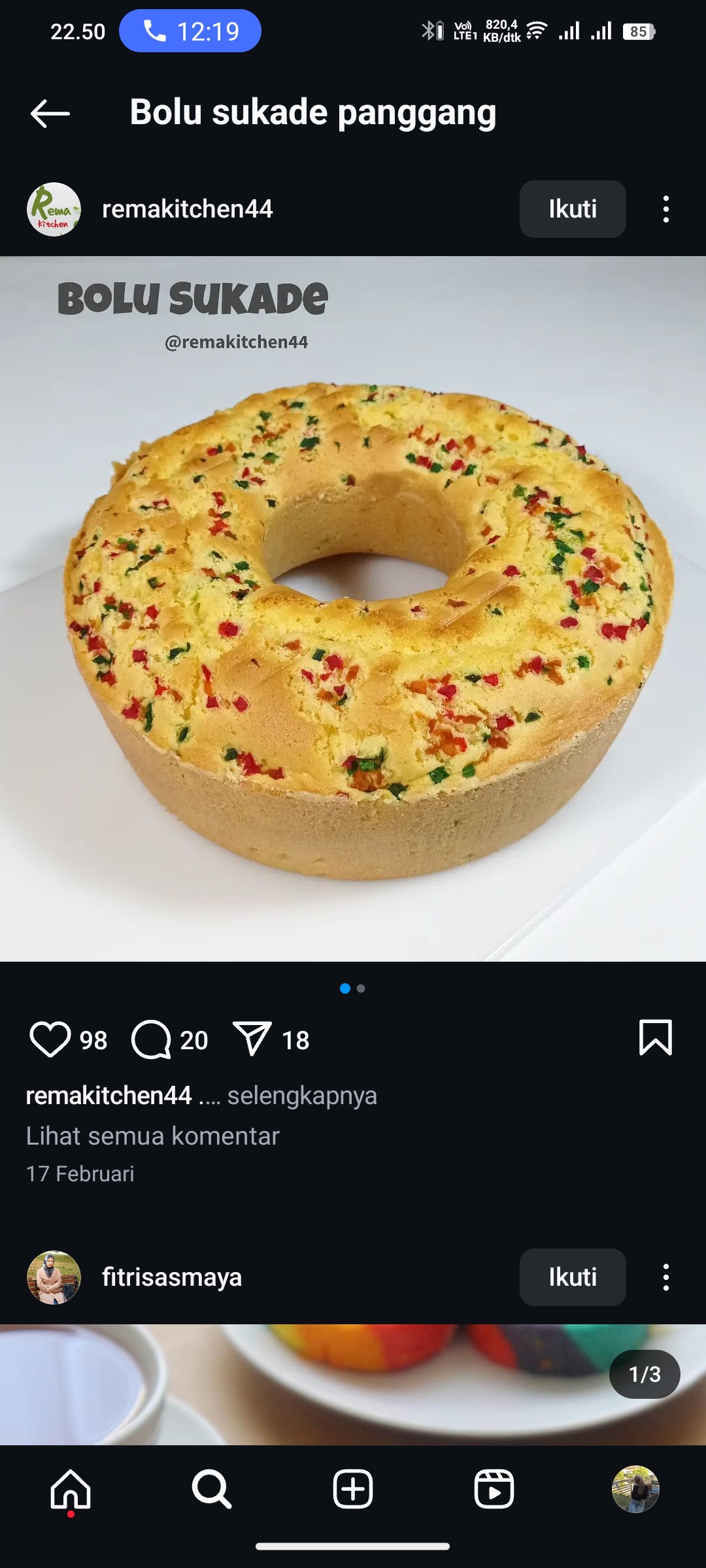 Bolu sukade panggang