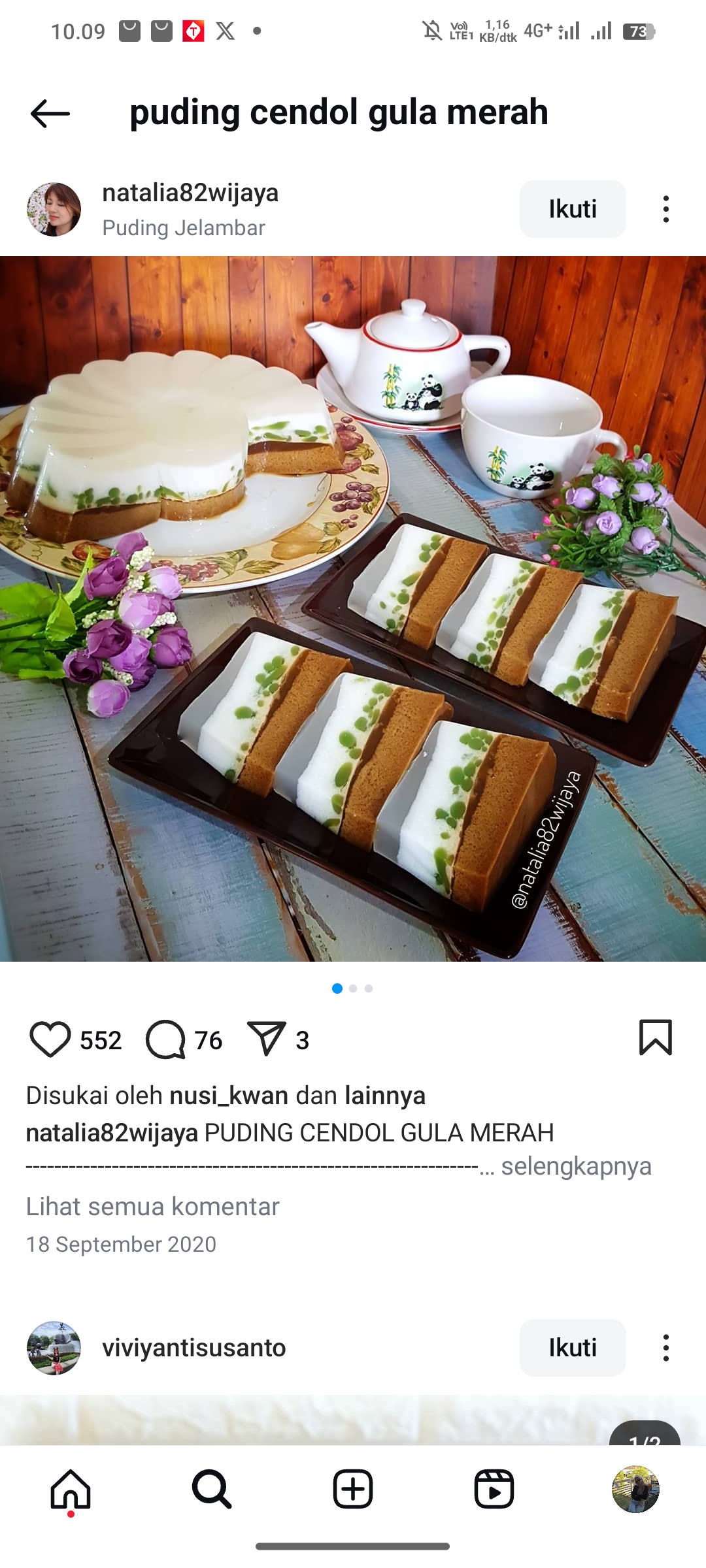 Puding Cendol Gula Merah