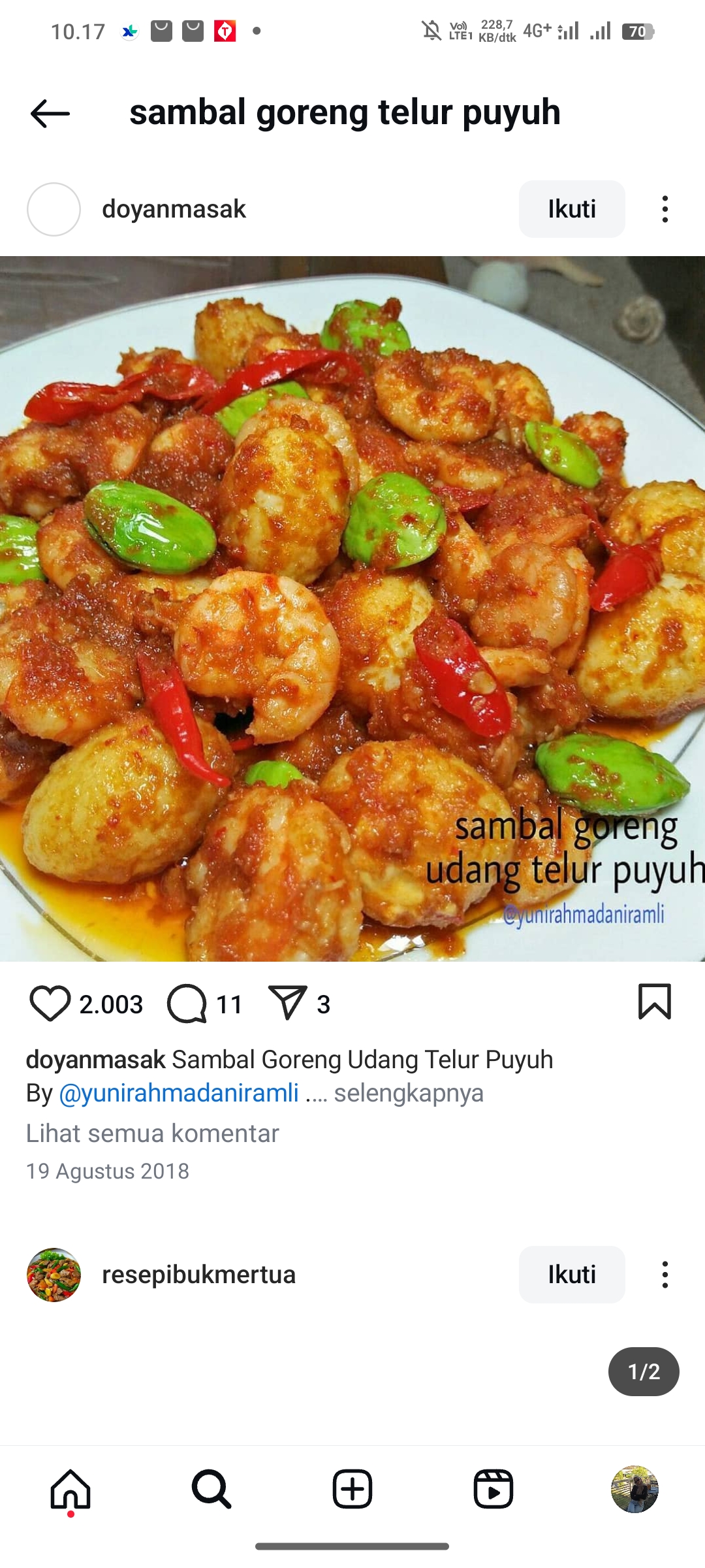 Sambal Goreng Telur Puyuh
