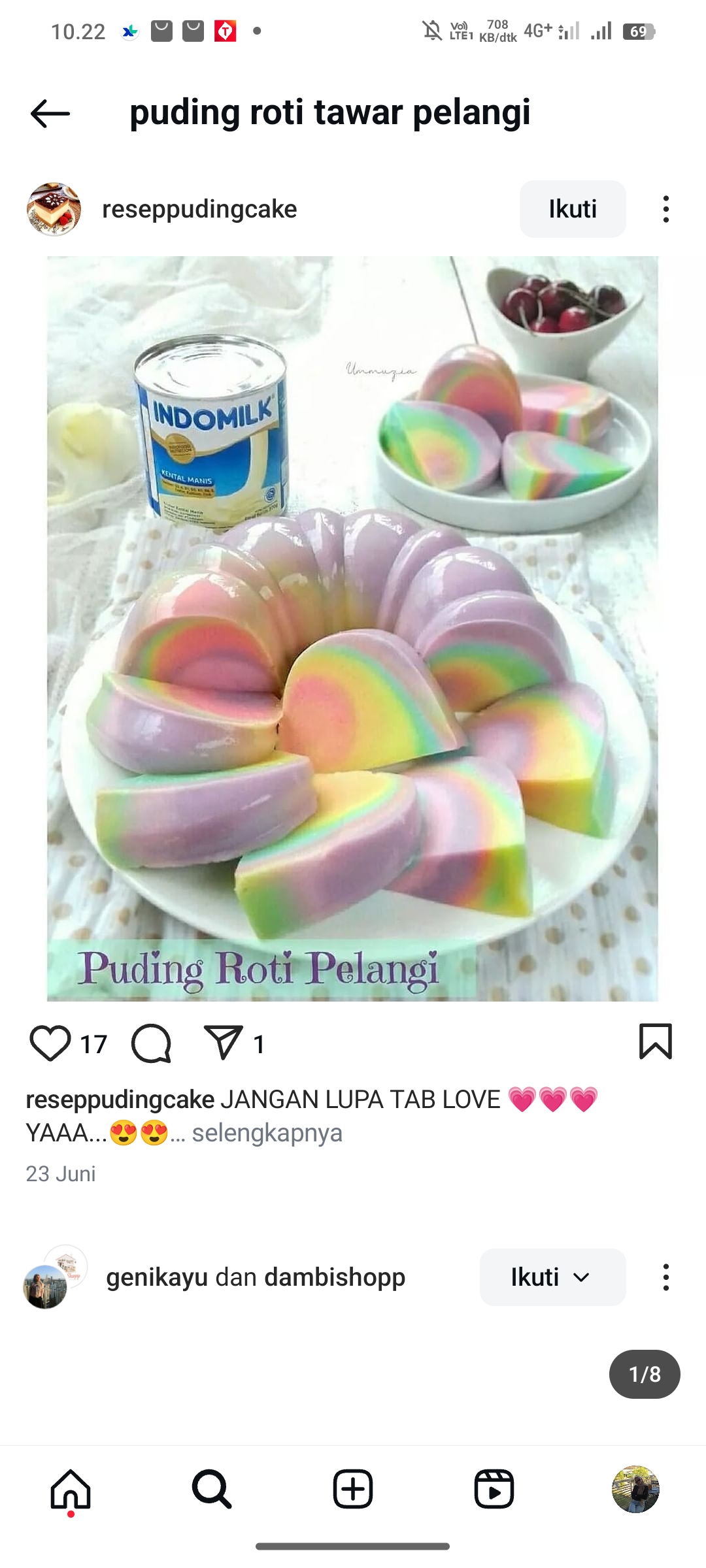 Puding Roti Tawar Pelangi
