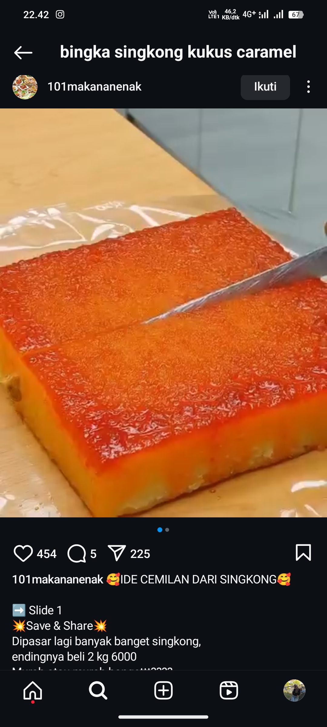 Bingka Singkong Kukus Caramel