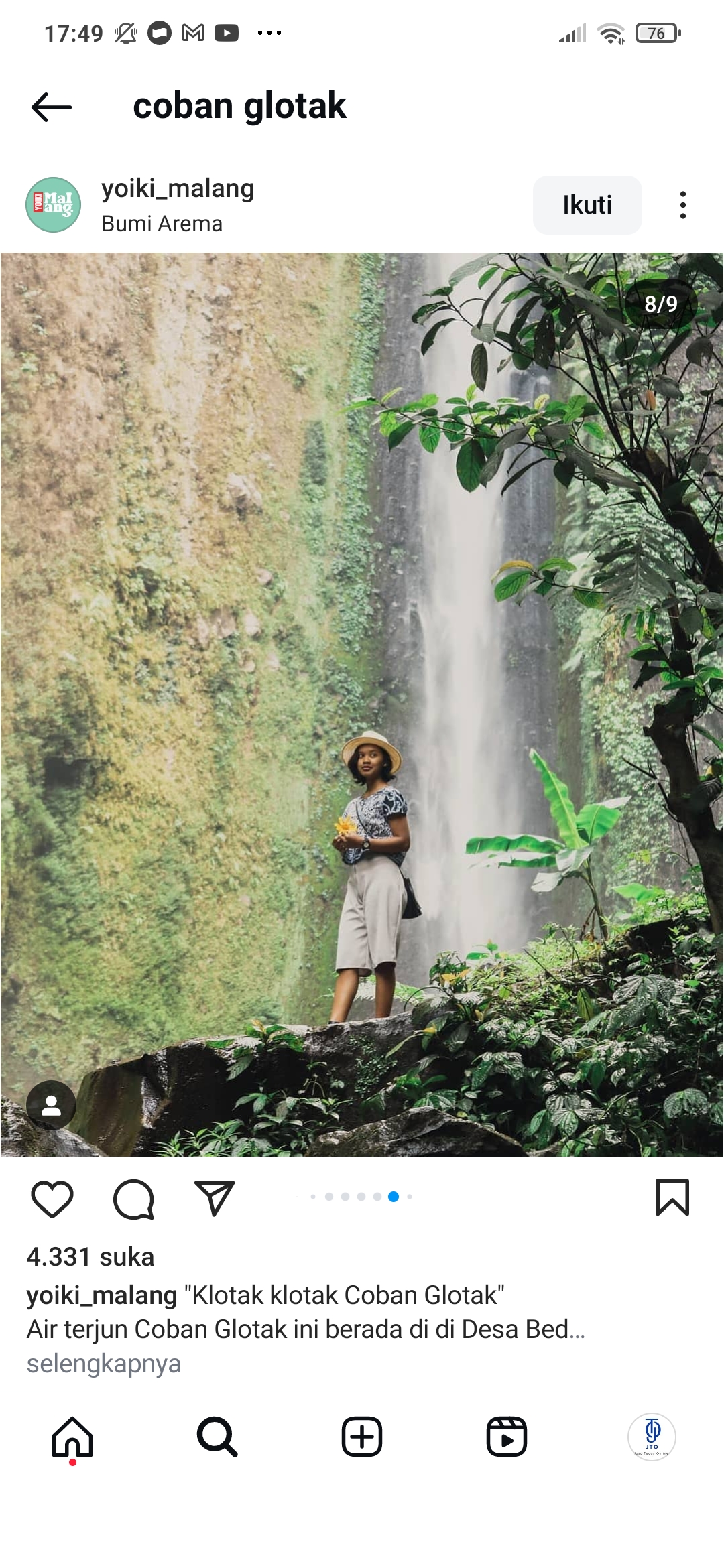 Pemandangan indah Coban Glotak