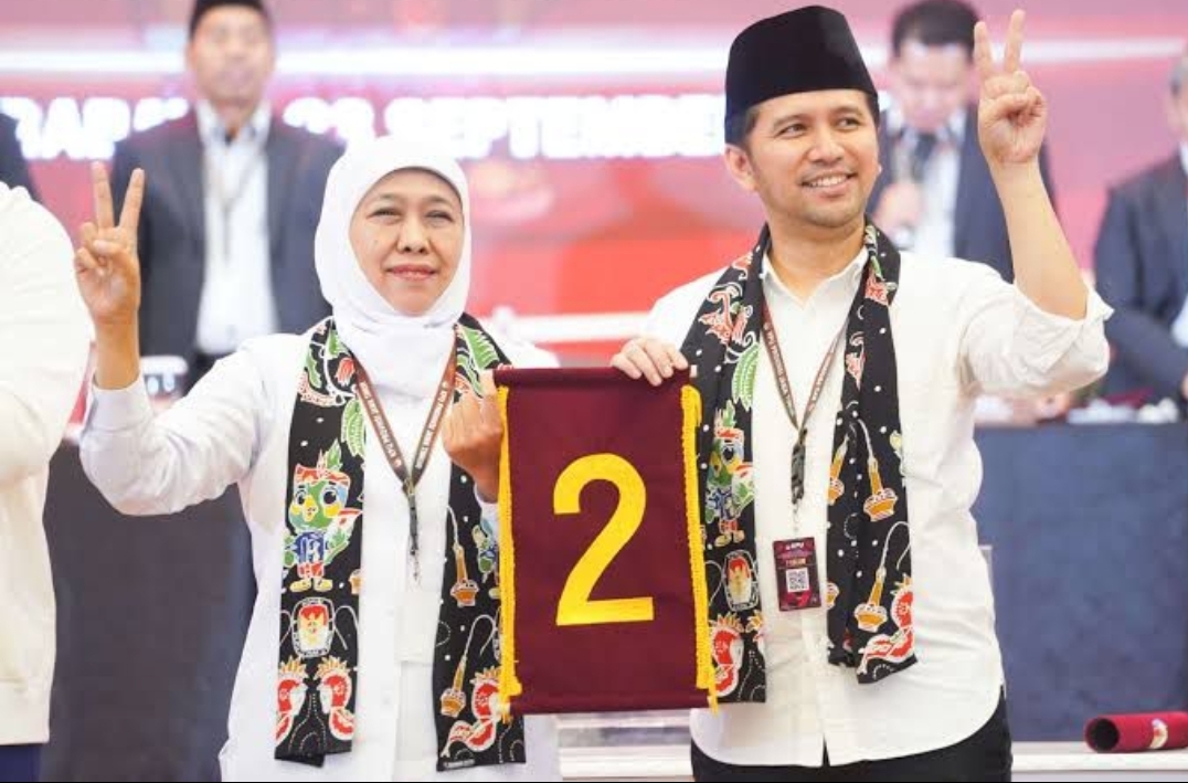 TAK TERTANDINGI: Pasangan calon Gubernur dan Wakil Gubernur Jatim Khofifah-Emil paling tinggi elektabilitasnya dari kandidat lainnya.