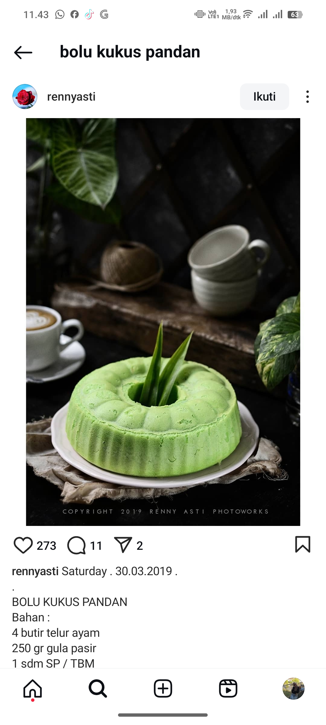 Bolu Kukus Pandan