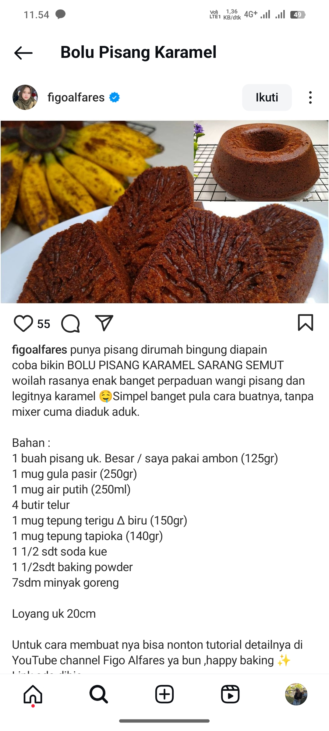 Bolu Pisang Karamel Sarang Semut