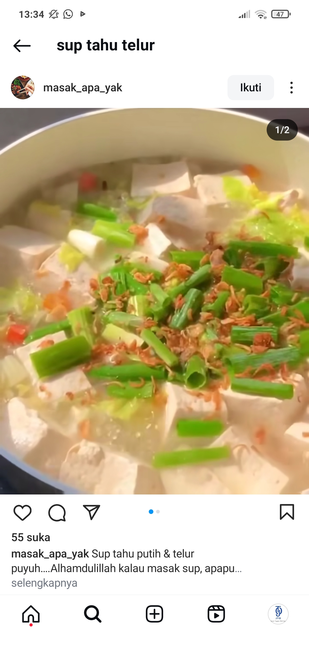 Sup tahu Telur super enak dan hangat
