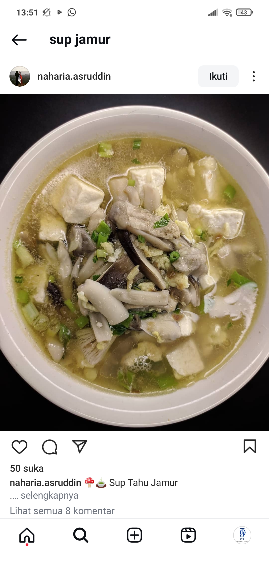 Sup Jamur super enak yang bisa dinikmati bersama keluarga