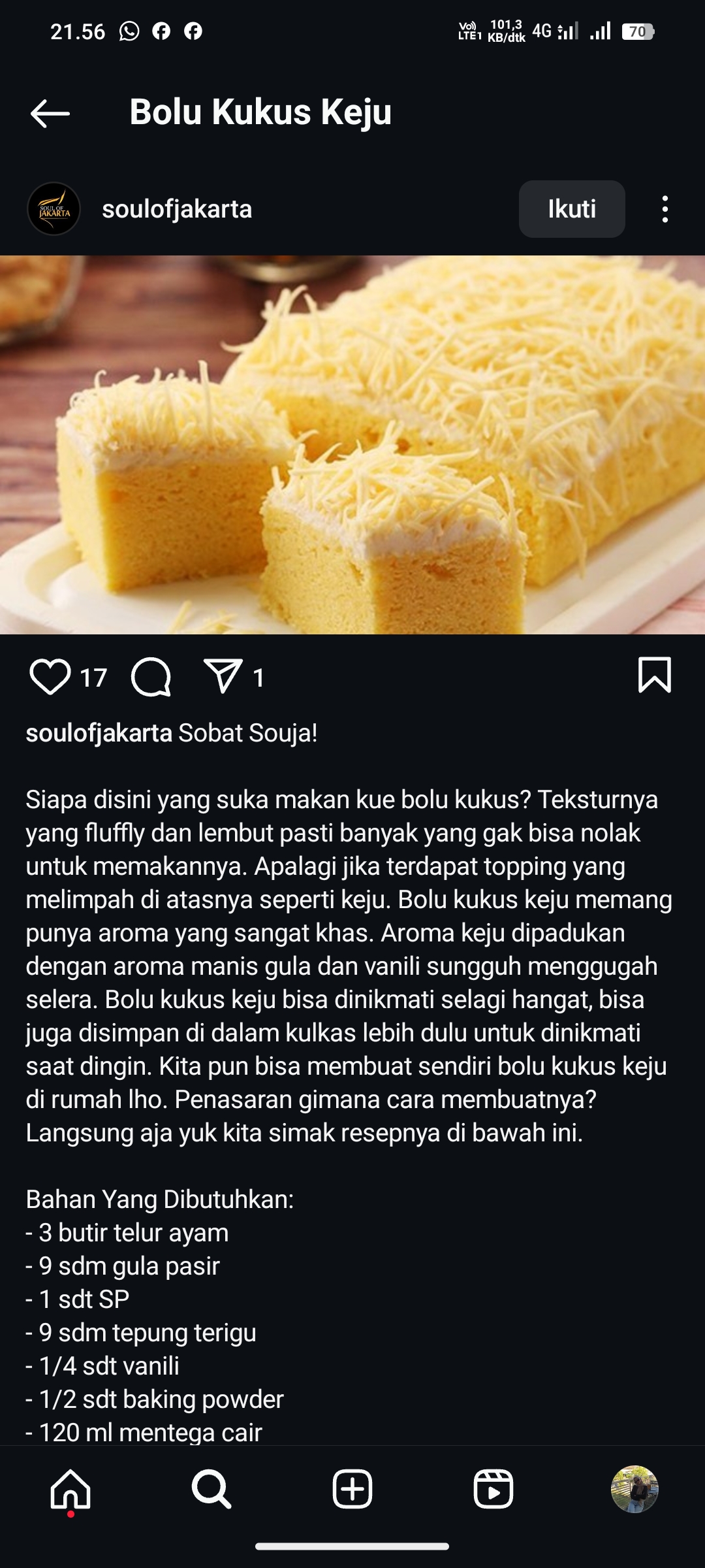Bolu Kukus Keju