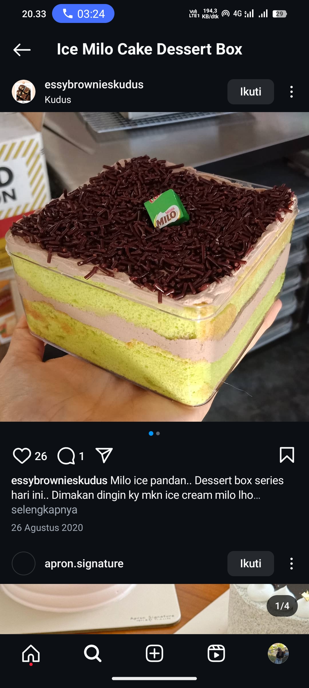 Ice Milo Cake Dessert Box