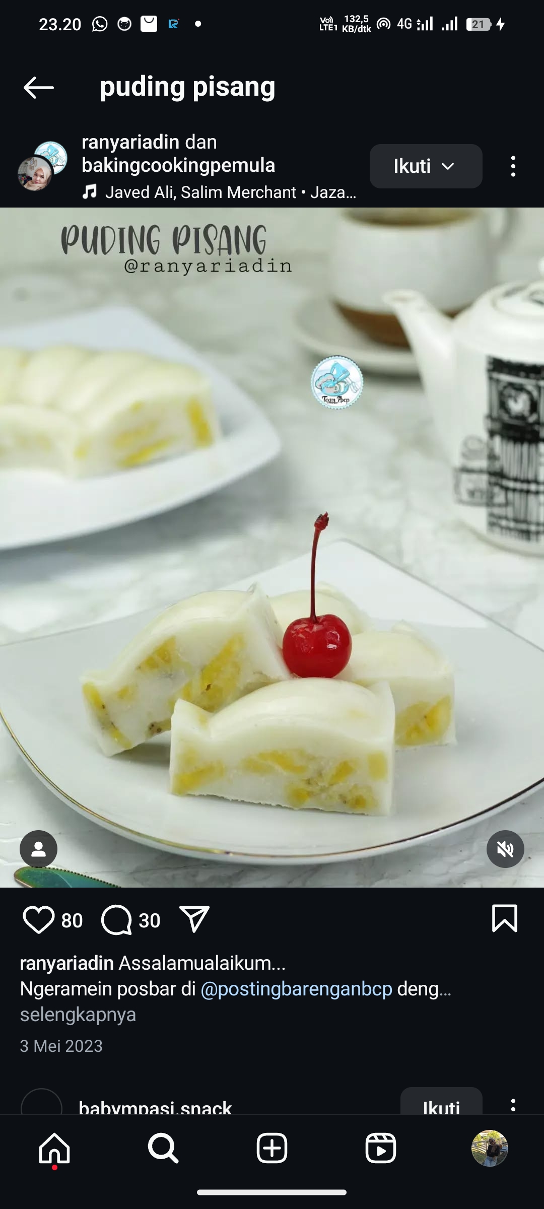 Ilustrasi Puding Pisang Santan