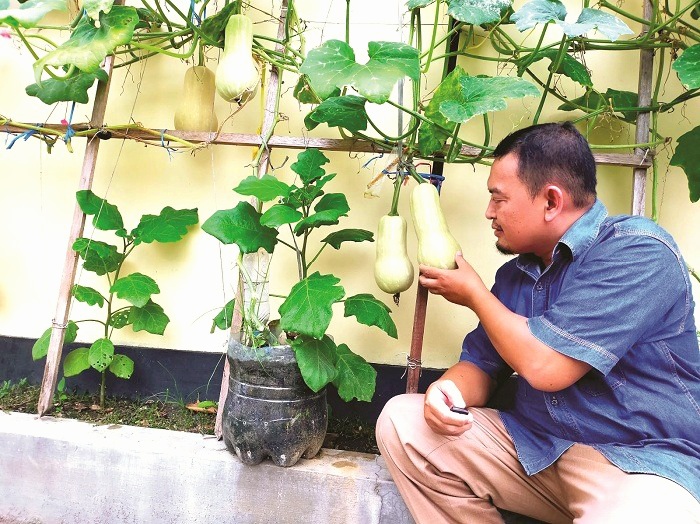 SUBUR: Muzakki menunjukkan labu madu miliknya. (MUZAKKI UNTUK JPRM)