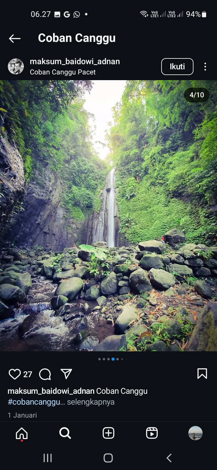 Coban Canggu Pacet, Mojokerto